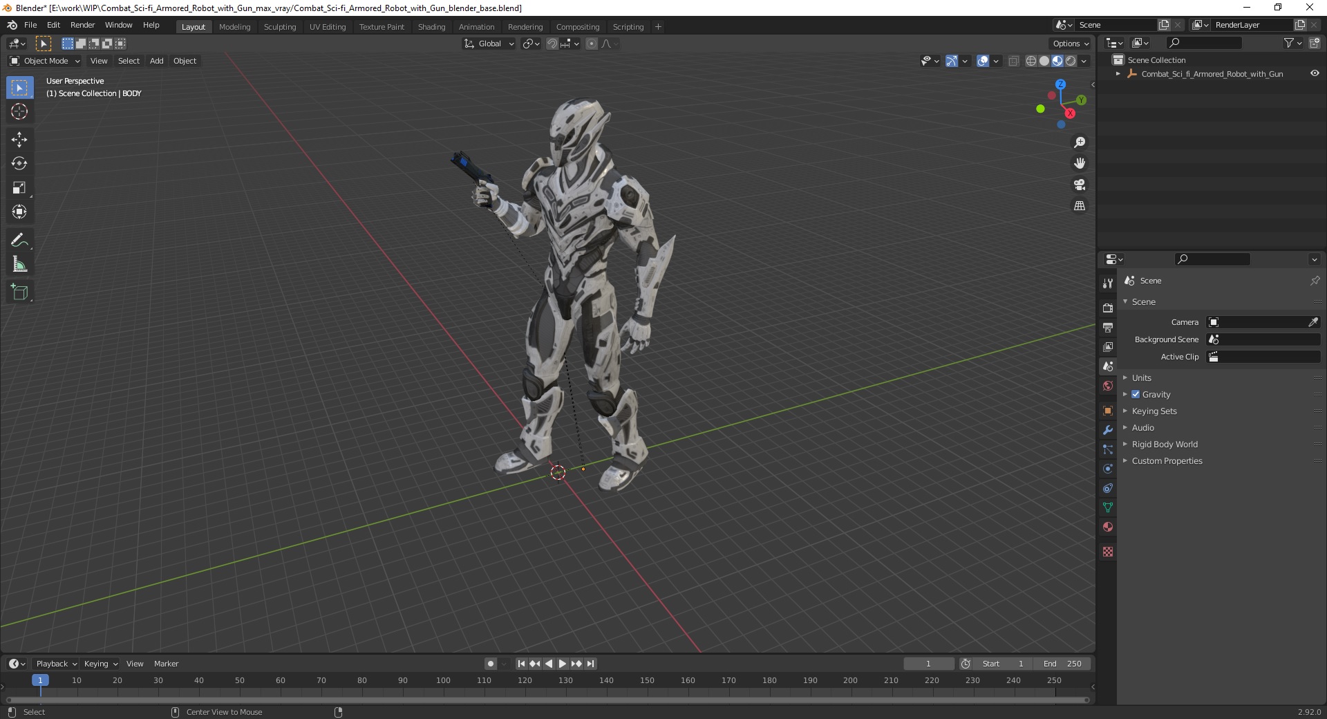 3D Combat Sci-fi Armored Robot with Gun