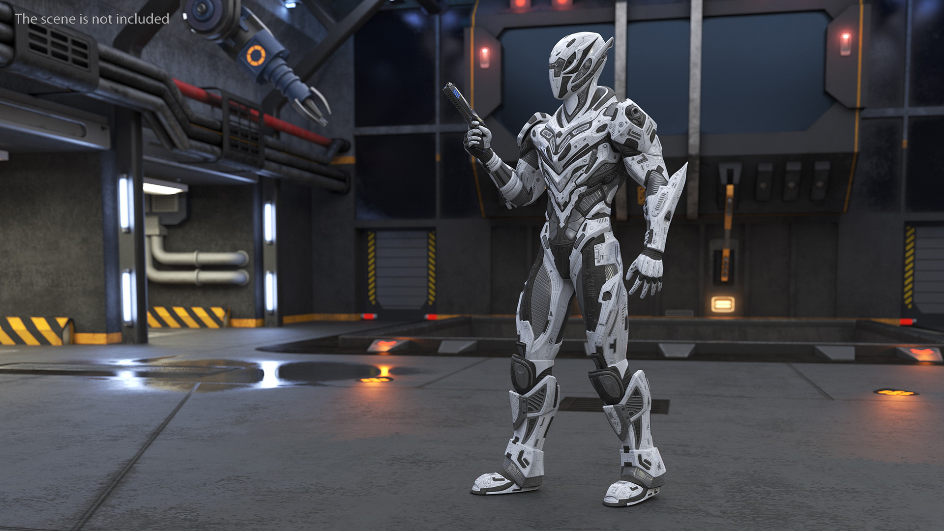 3D Combat Sci-fi Armored Robot with Gun