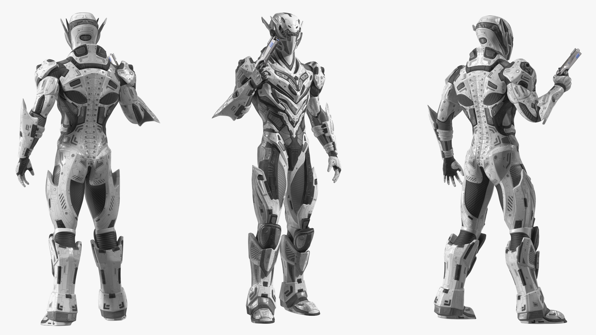 3D Combat Sci-fi Armored Robot with Gun