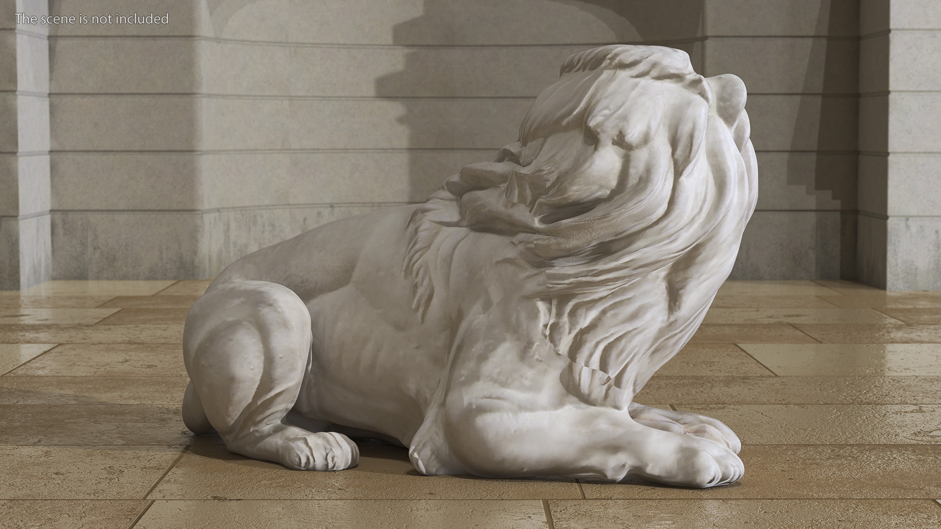 3D model White Outdoor Marble Lion Sculpture