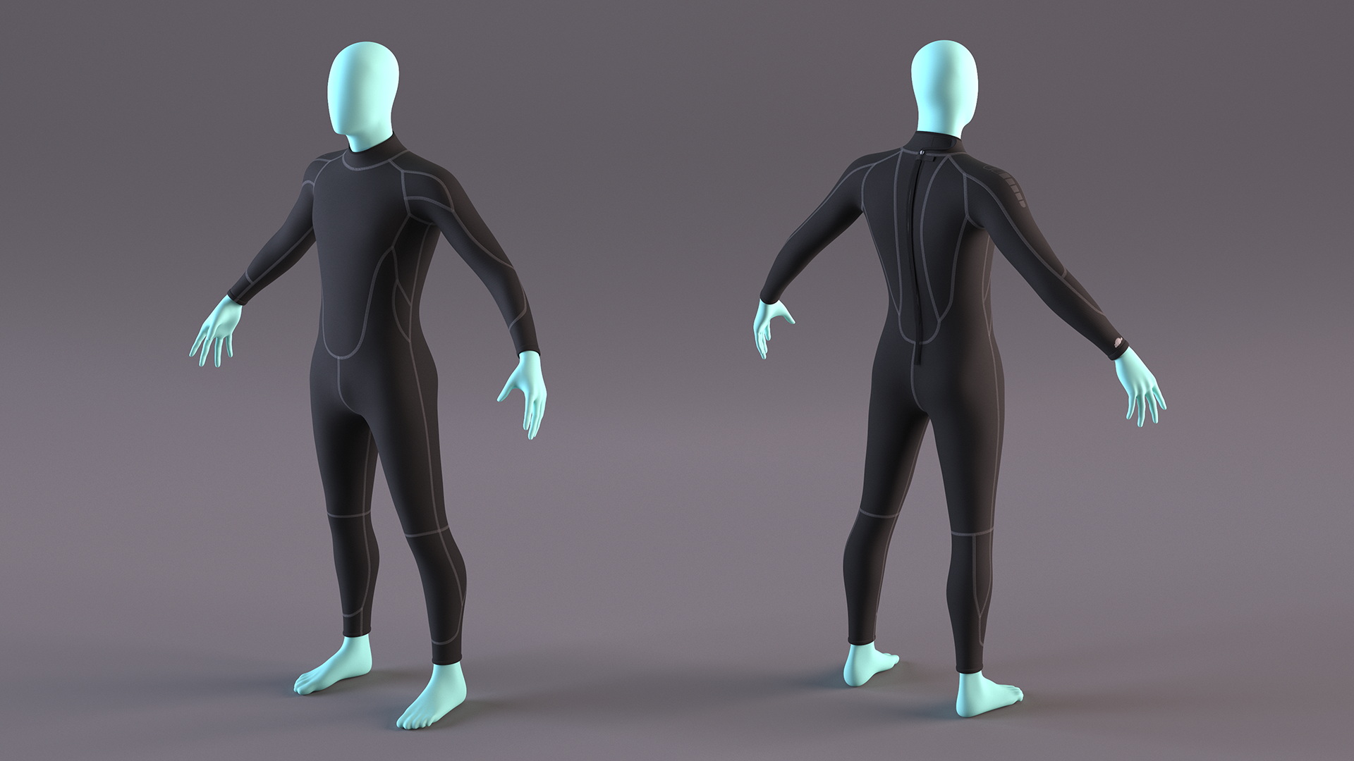 3D model Man Wetsuit Black Full Version