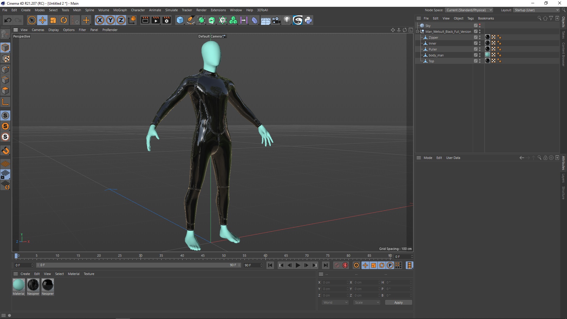 3D model Man Wetsuit Black Full Version