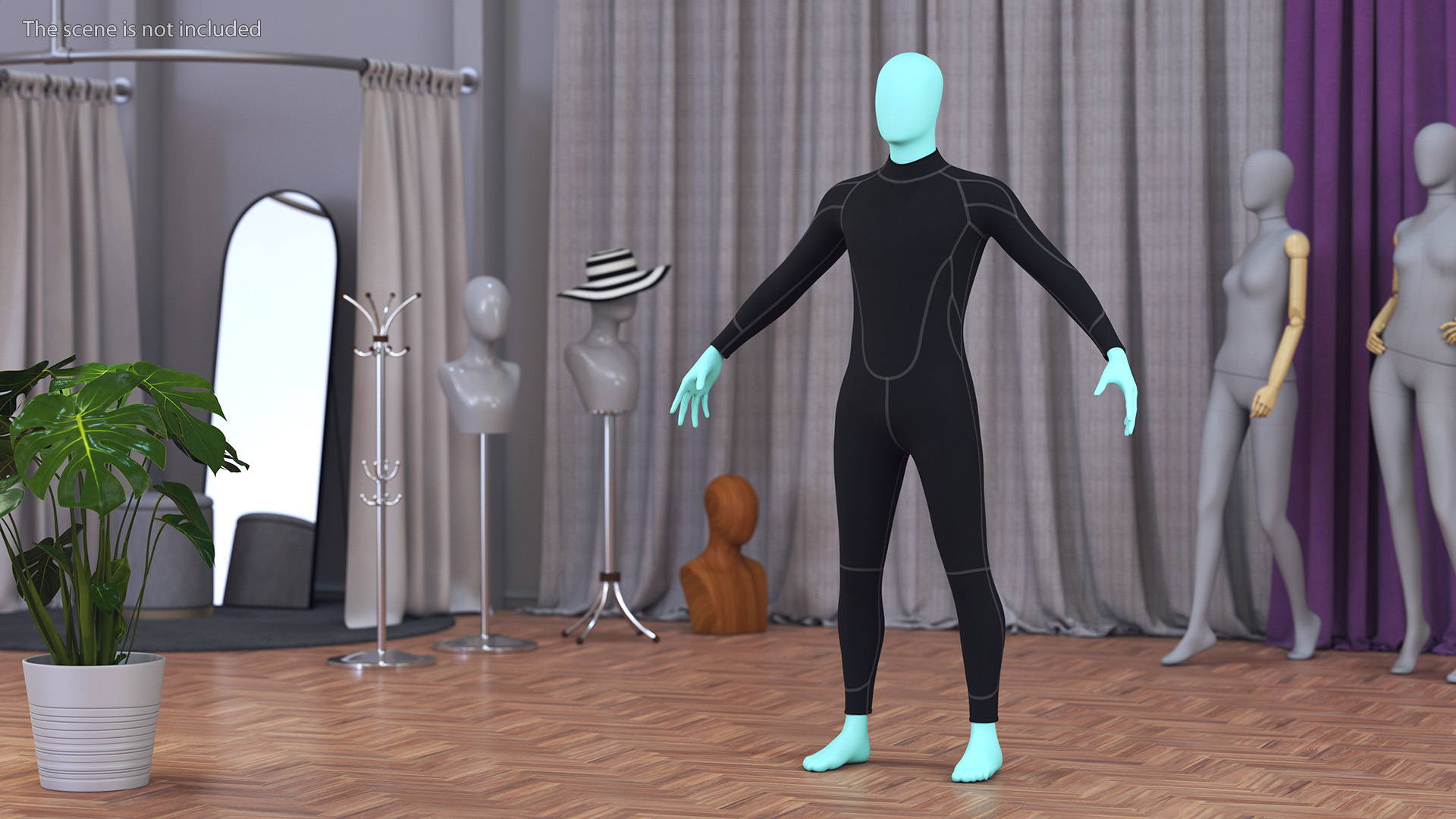 3D model Man Wetsuit Black Full Version
