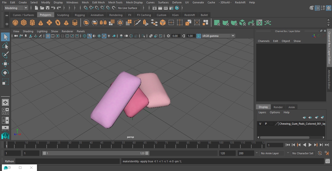 Chewing Gum Pads Colored 3D model