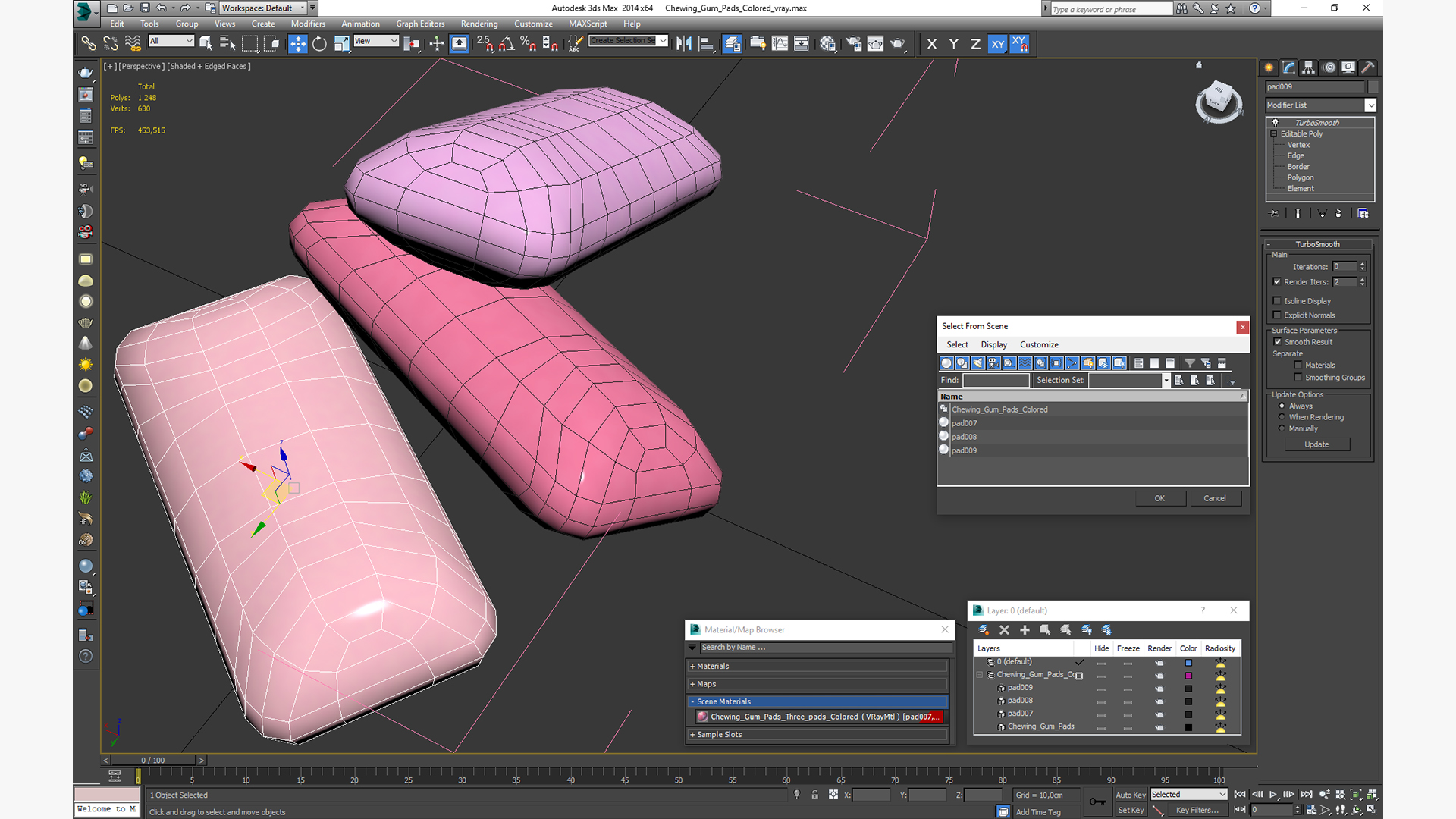 Chewing Gum Pads Colored 3D model