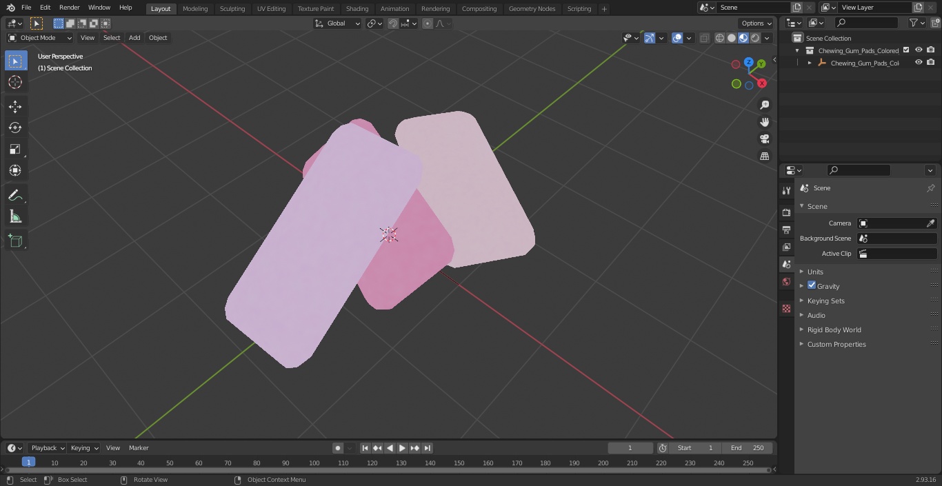 Chewing Gum Pads Colored 3D model