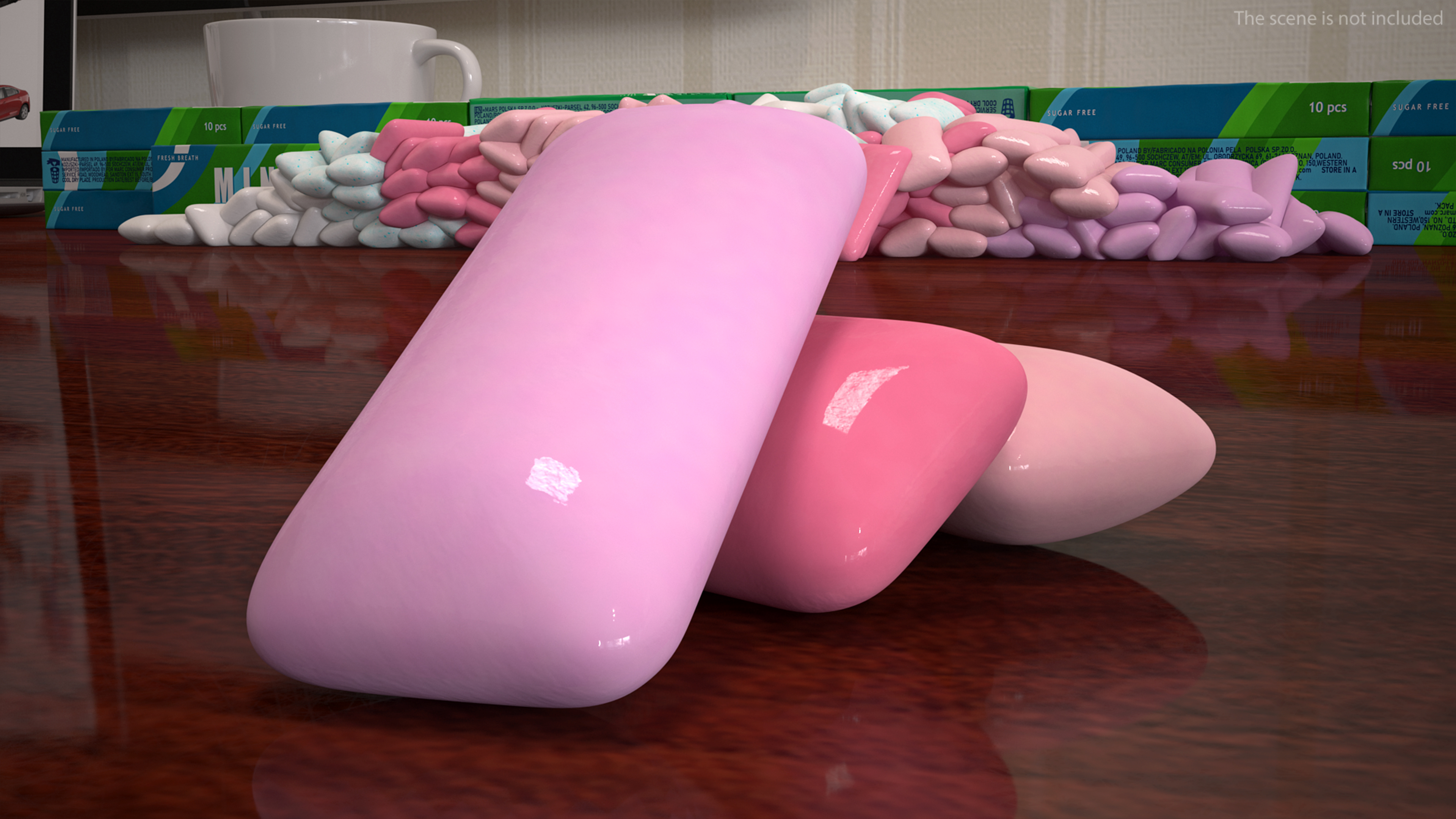 Chewing Gum Pads Colored 3D model