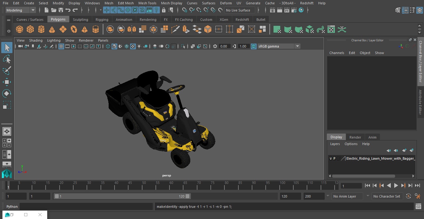 Electric Riding Lawn Mower with Bagger Cub Cadet CC30E 3D model