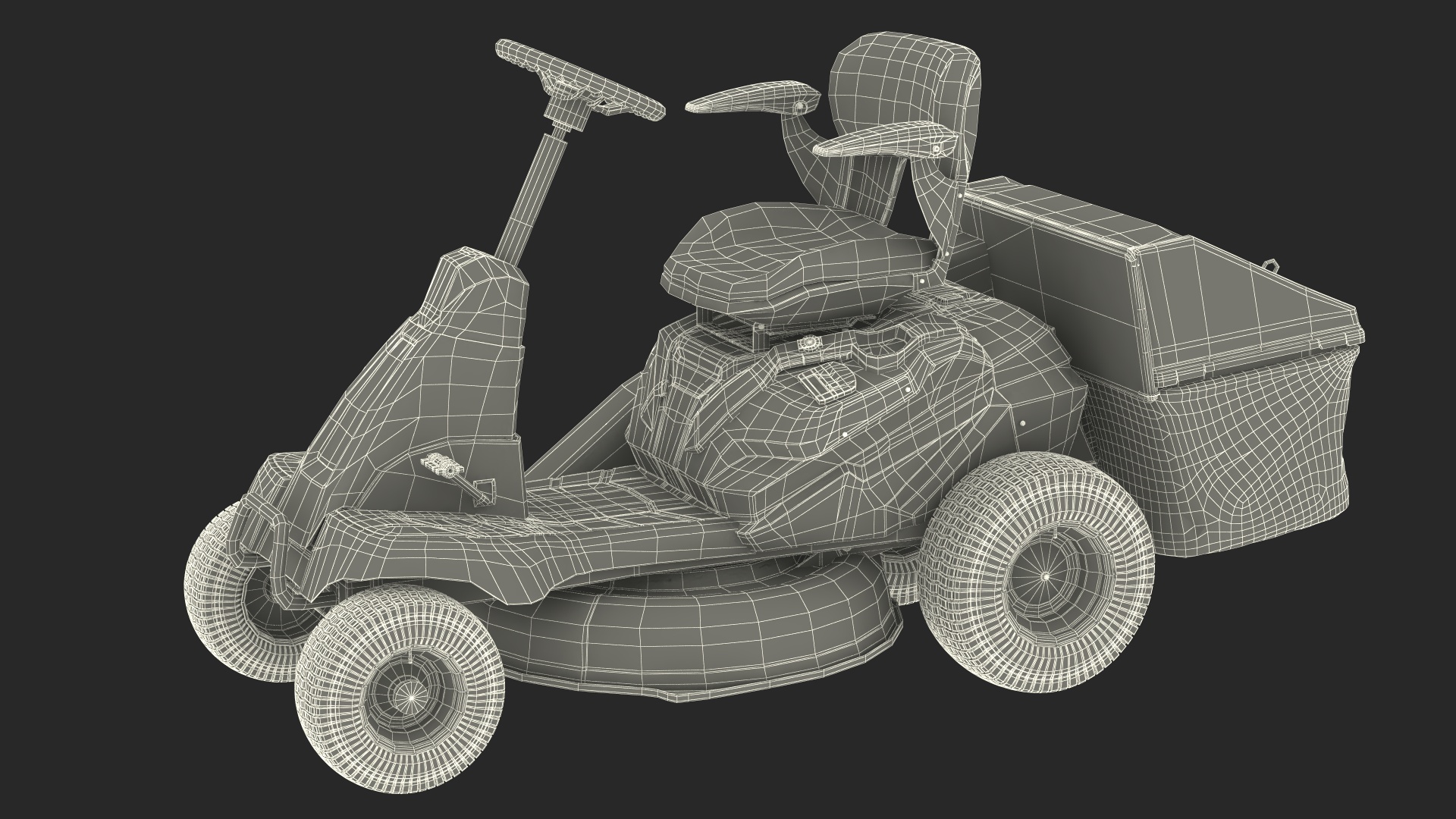 Electric Riding Lawn Mower with Bagger Cub Cadet CC30E 3D model