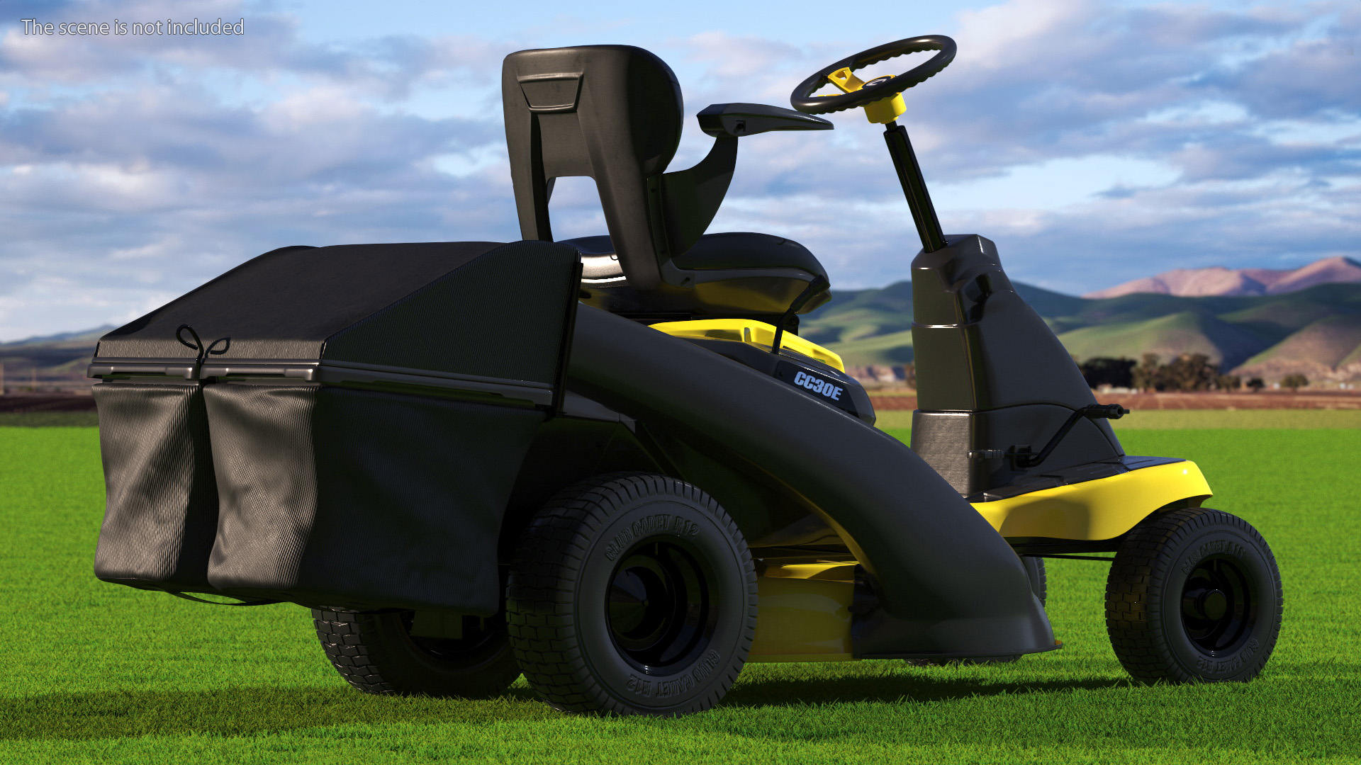 Electric Riding Lawn Mower with Bagger Cub Cadet CC30E 3D model