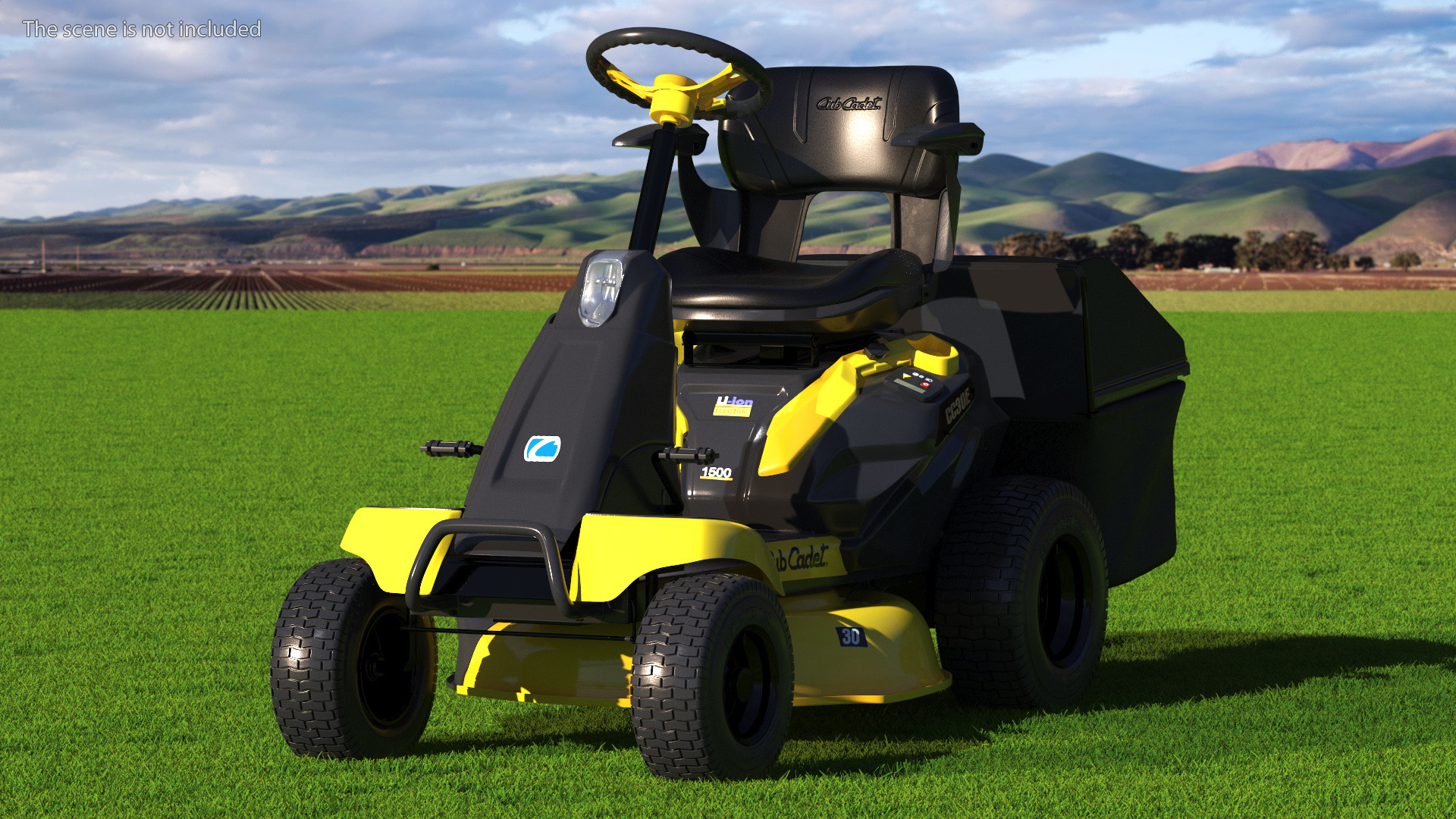 Electric Riding Lawn Mower with Bagger Cub Cadet CC30E 3D model