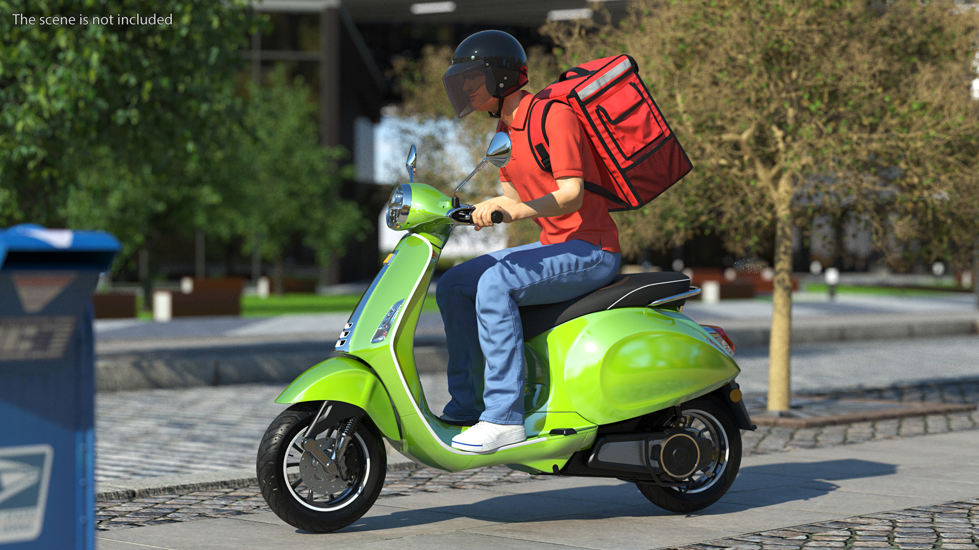 3D Food Delivery Man Riding Scooter Fur