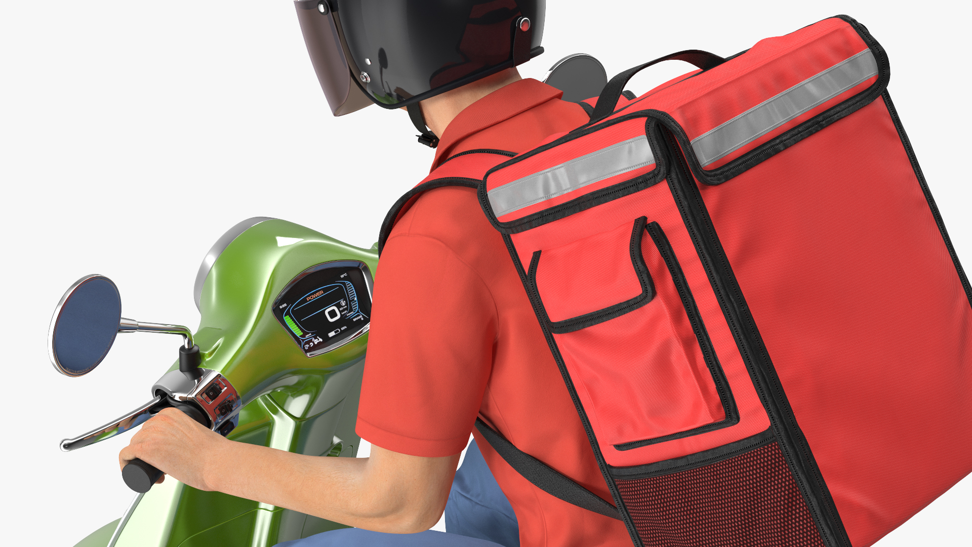 3D Food Delivery Man Riding Scooter Fur