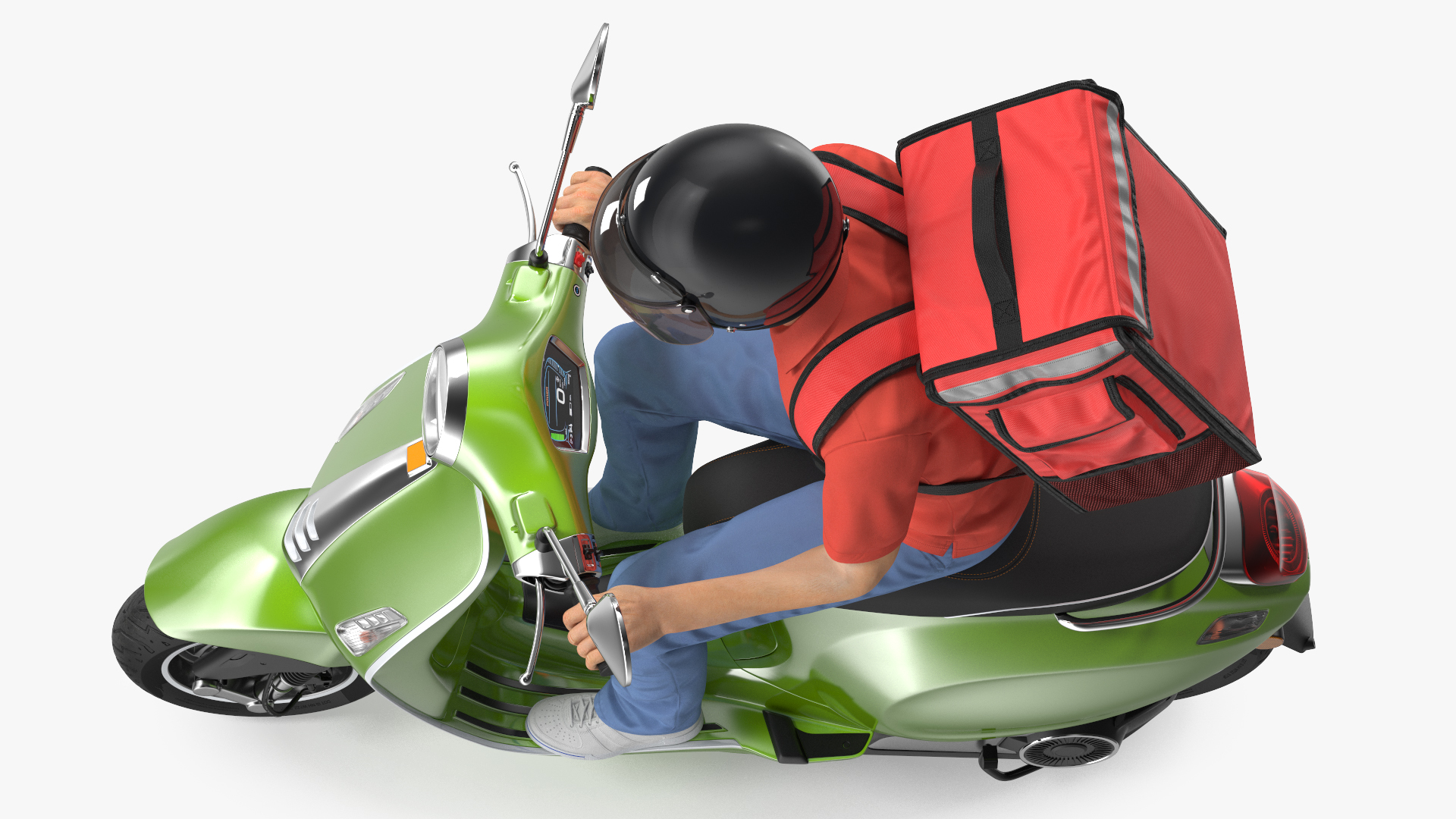 3D Food Delivery Man Riding Scooter Fur