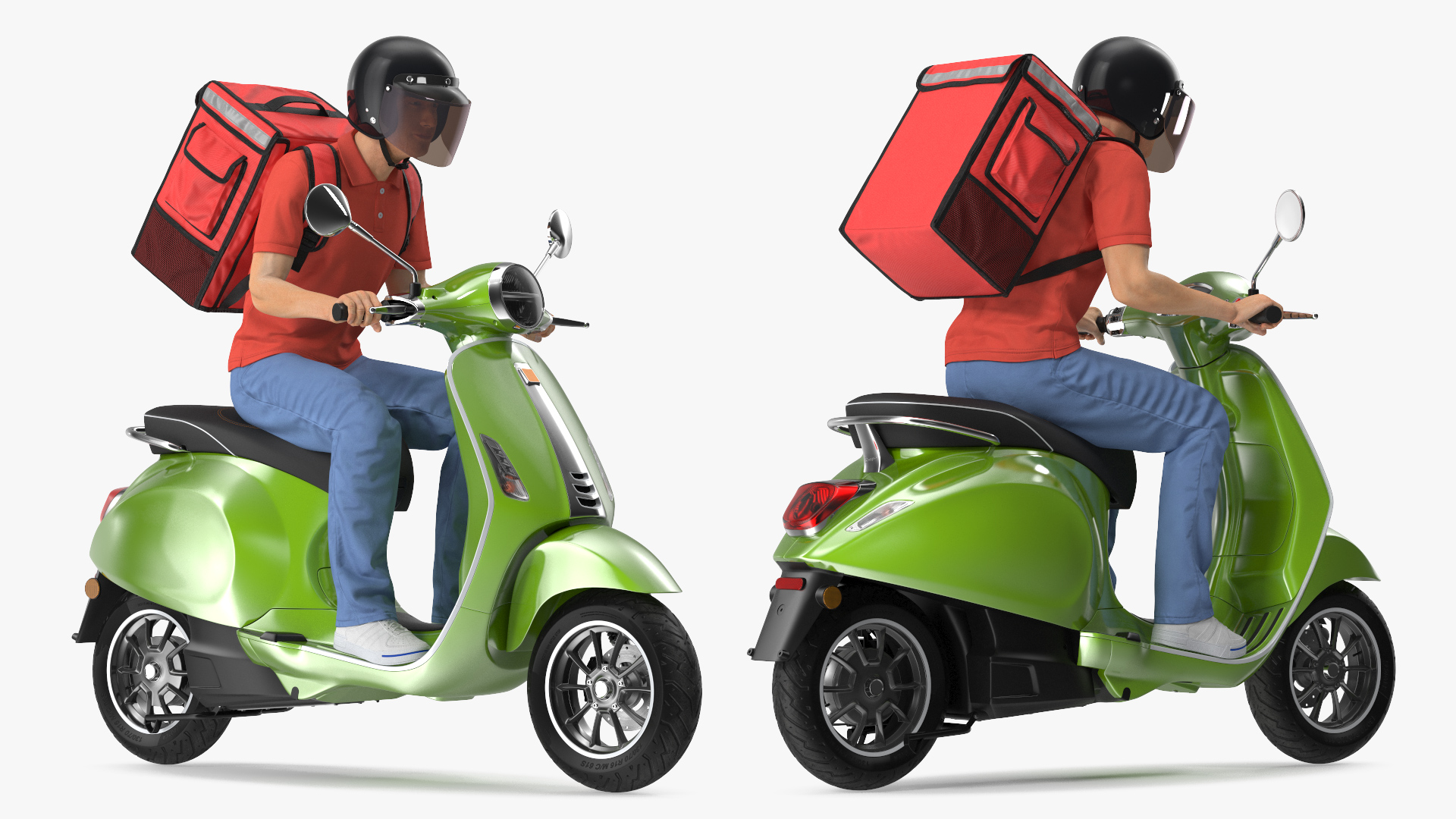 3D Food Delivery Man Riding Scooter Fur