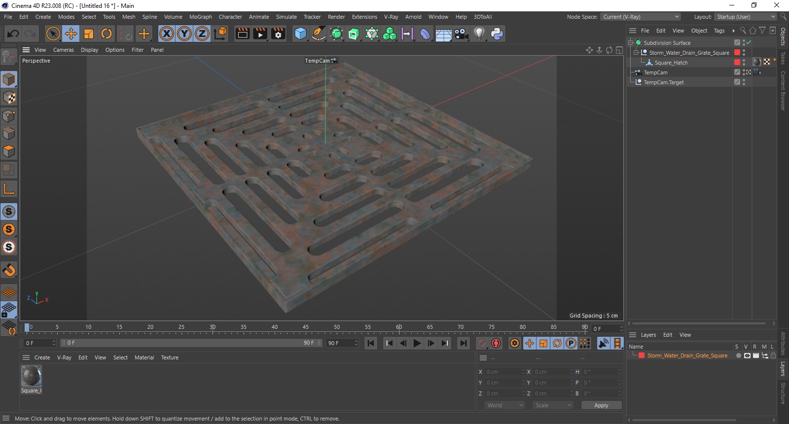 3D model Storm Water Drain Grate Square