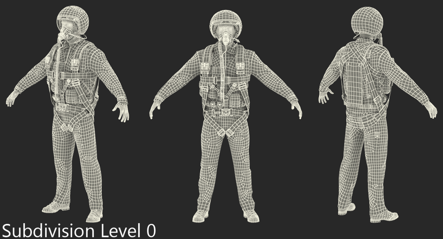 3D model Russian Jet Fighter Pilot