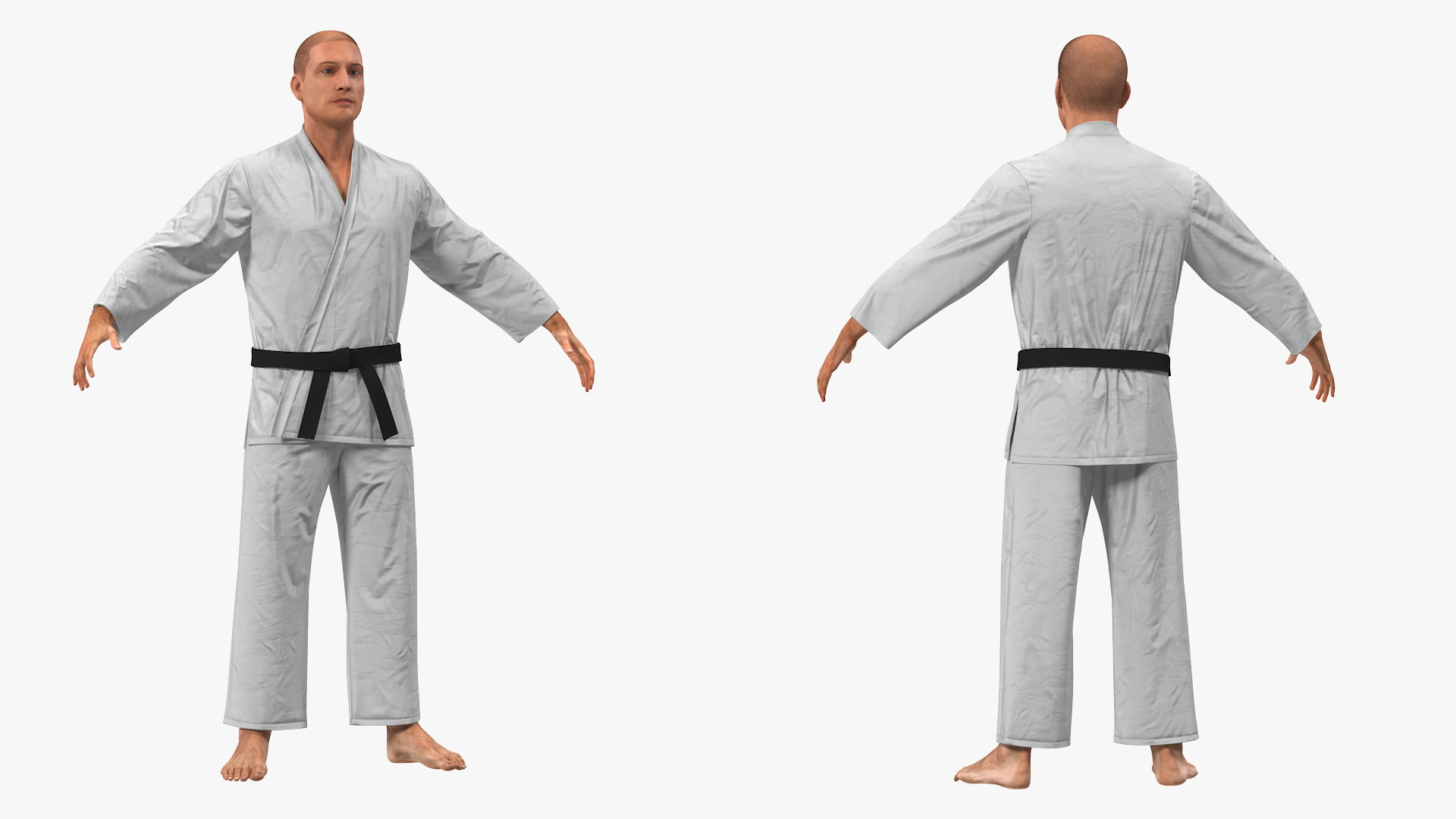 3D model Karate Fighter with Fur Rigged
