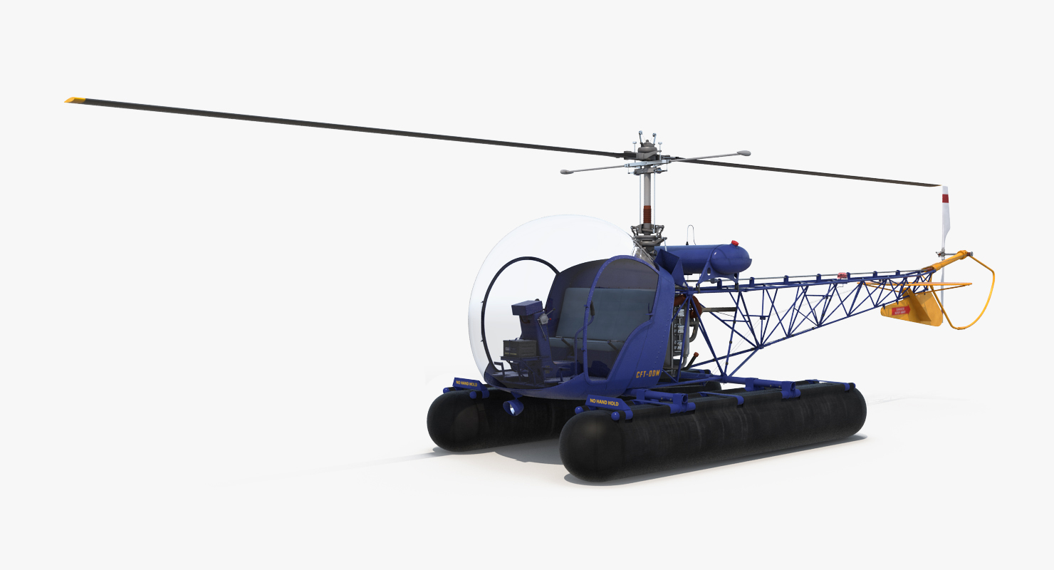 Bell 47 On Floats Rigged 3D model