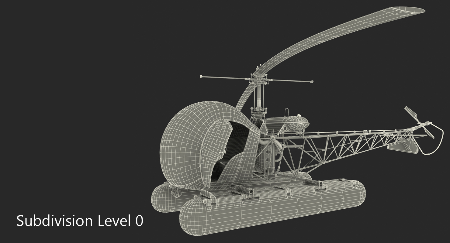 Bell 47 On Floats Rigged 3D model