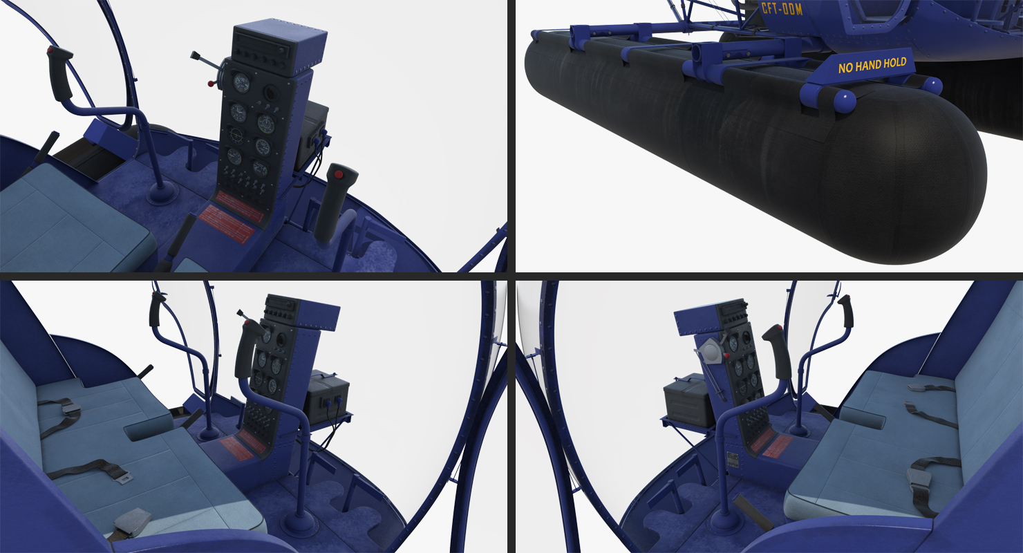 Bell 47 On Floats Rigged 3D model