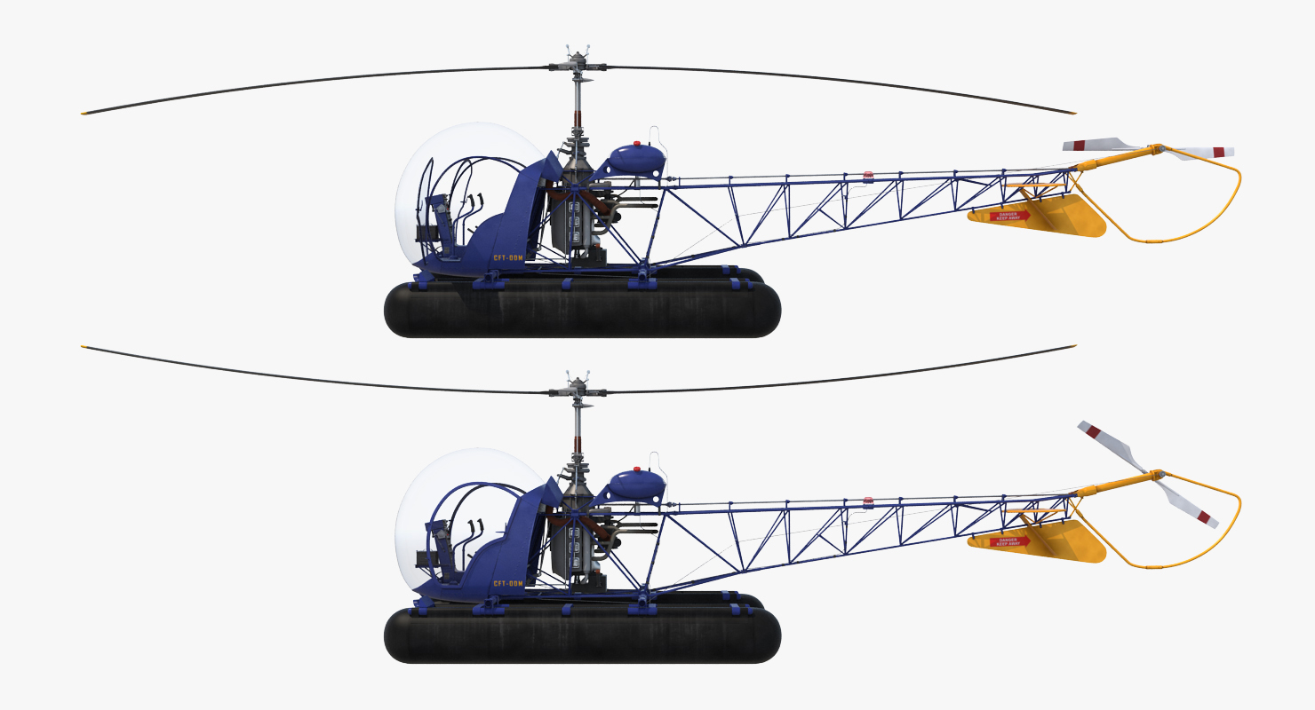 Bell 47 On Floats Rigged 3D model