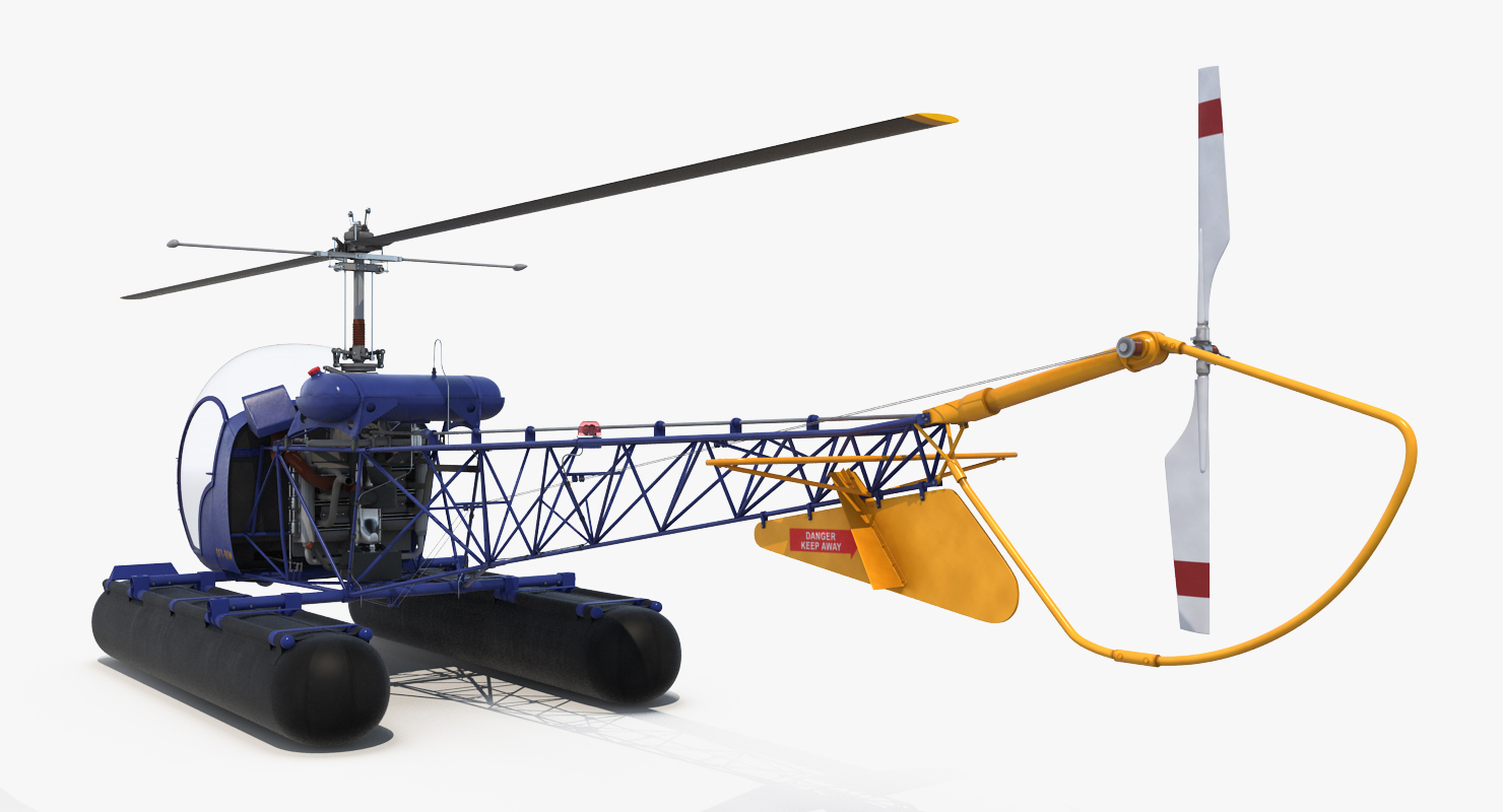 Bell 47 On Floats Rigged 3D model