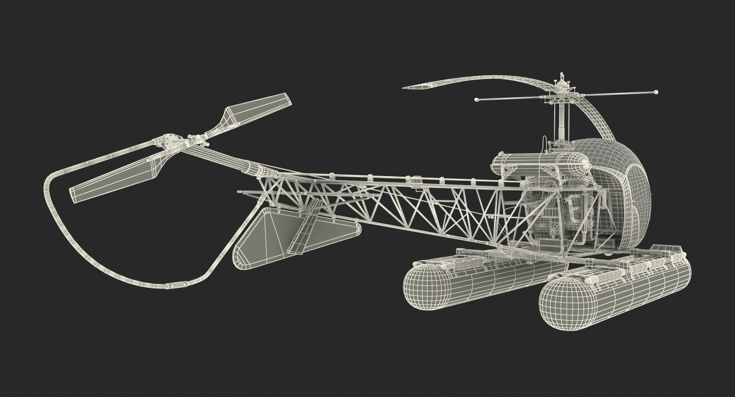 Bell 47 On Floats Rigged 3D model