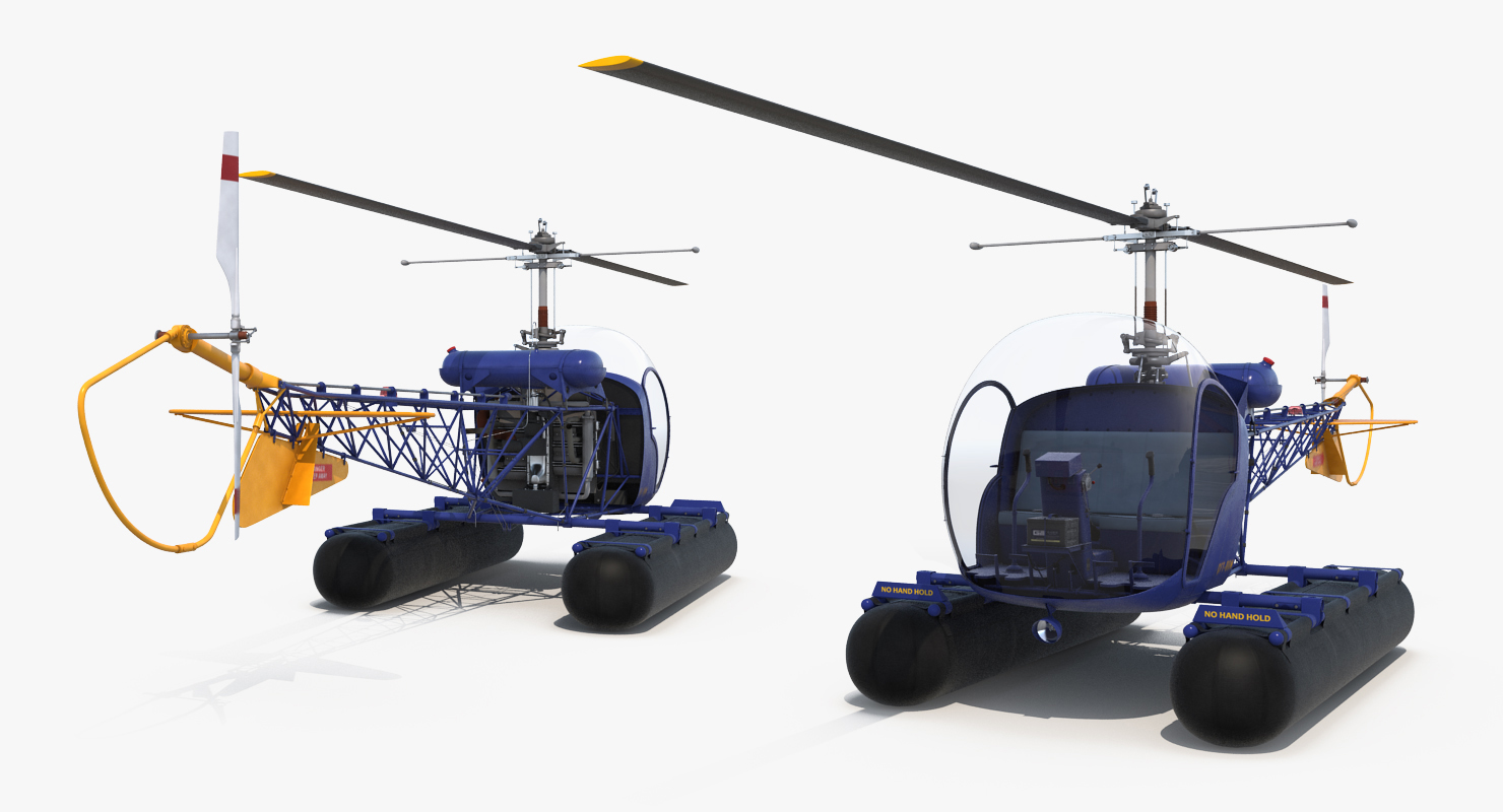Bell 47 On Floats Rigged 3D model