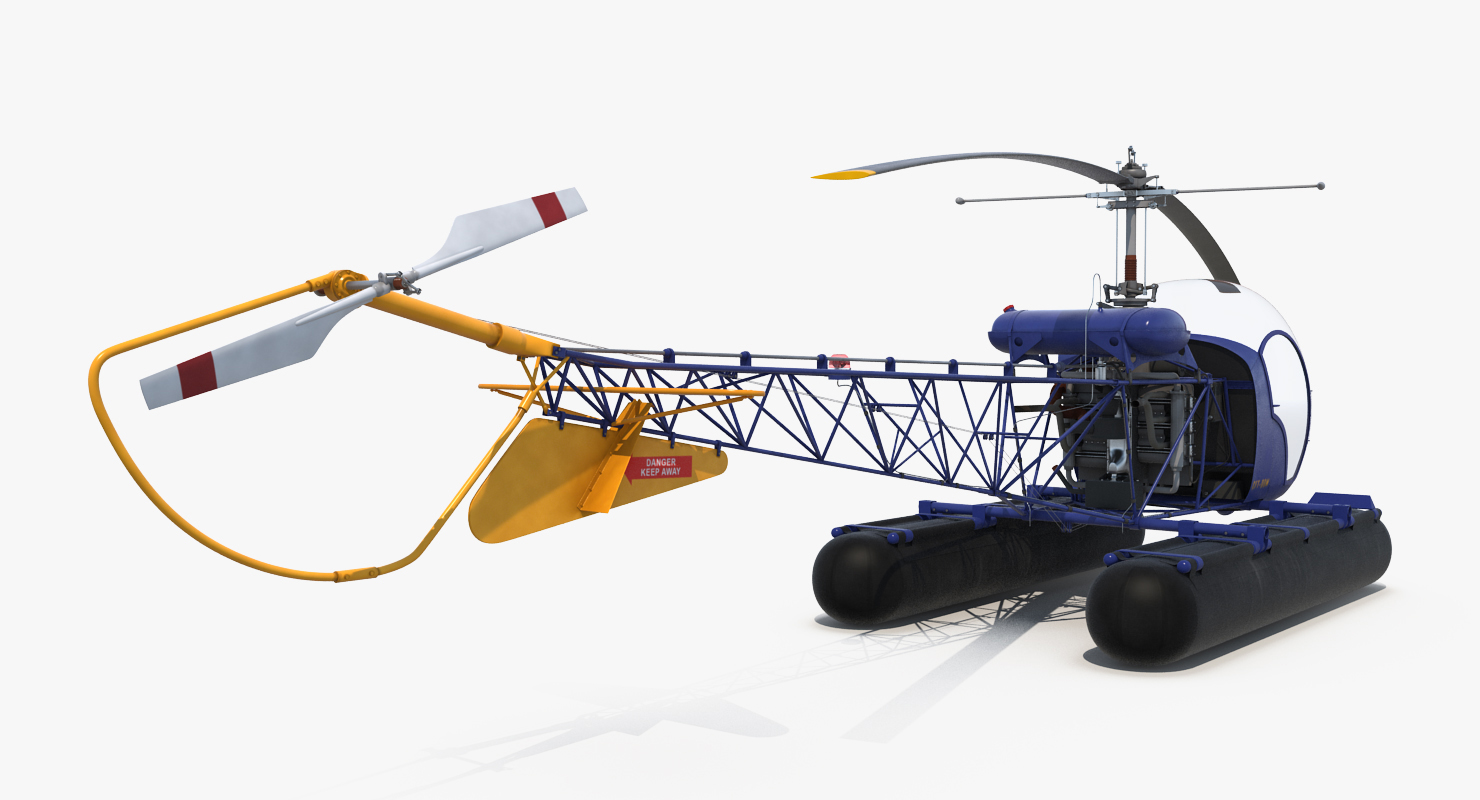 Bell 47 On Floats Rigged 3D model