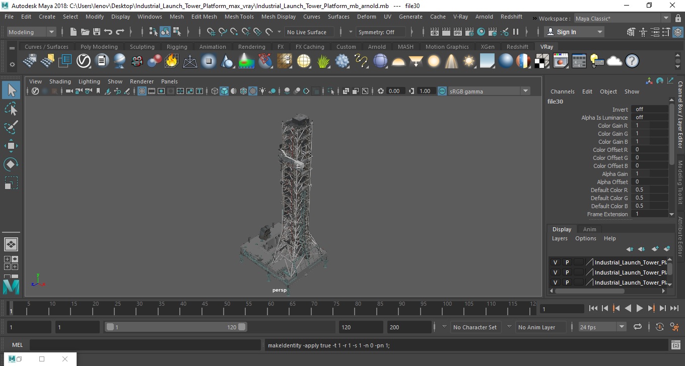 Industrial Launch Tower Platform 3D