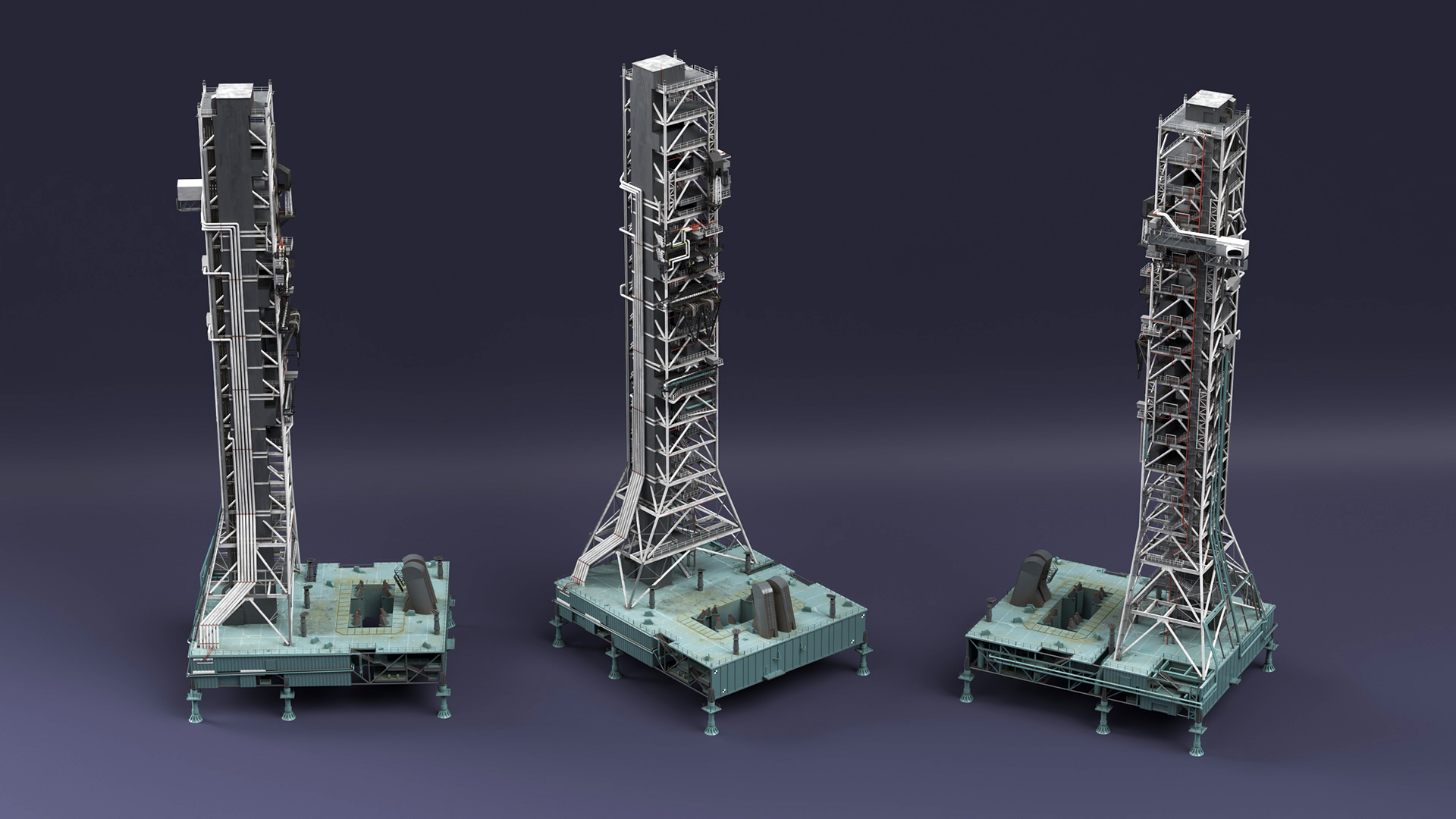 Industrial Launch Tower Platform 3D