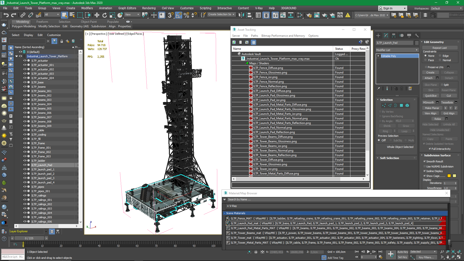 Industrial Launch Tower Platform 3D