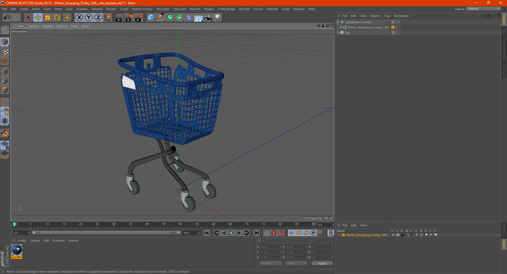 Plastic Shopping Trolley 100L 3D model