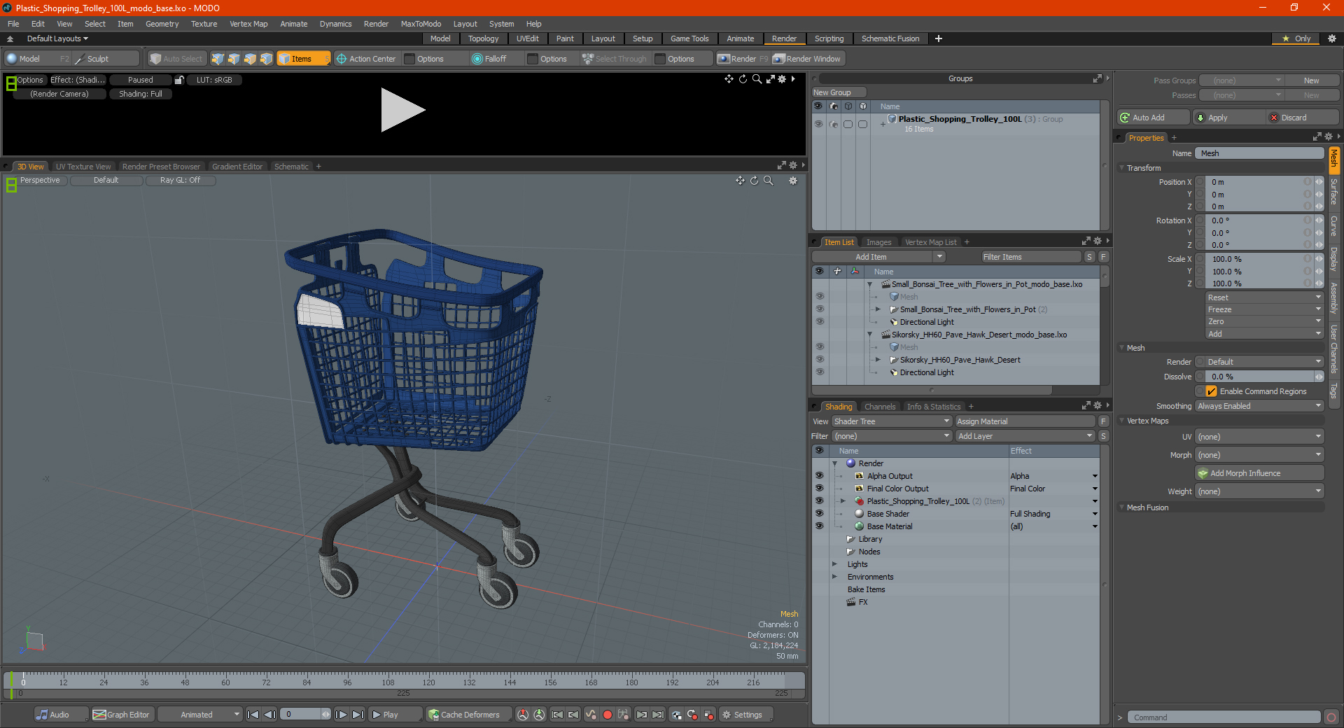 Plastic Shopping Trolley 100L 3D model