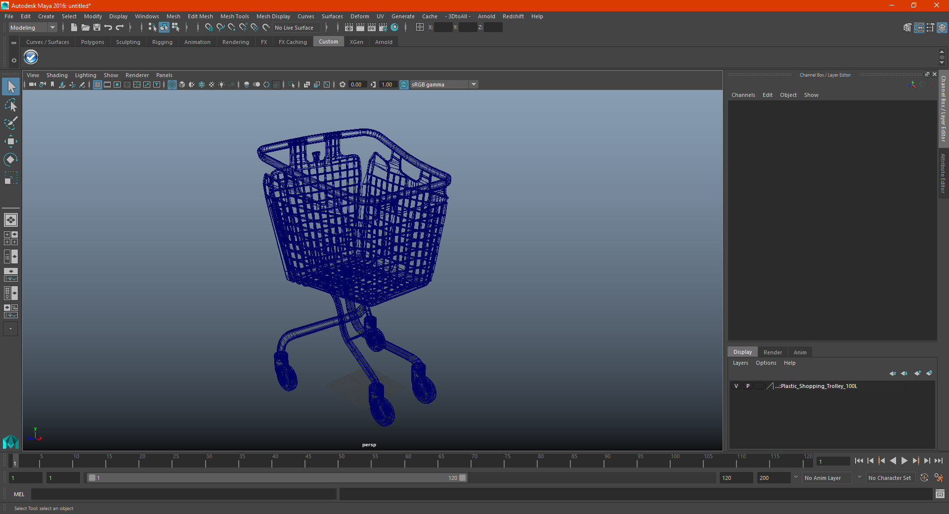 Plastic Shopping Trolley 100L 3D model