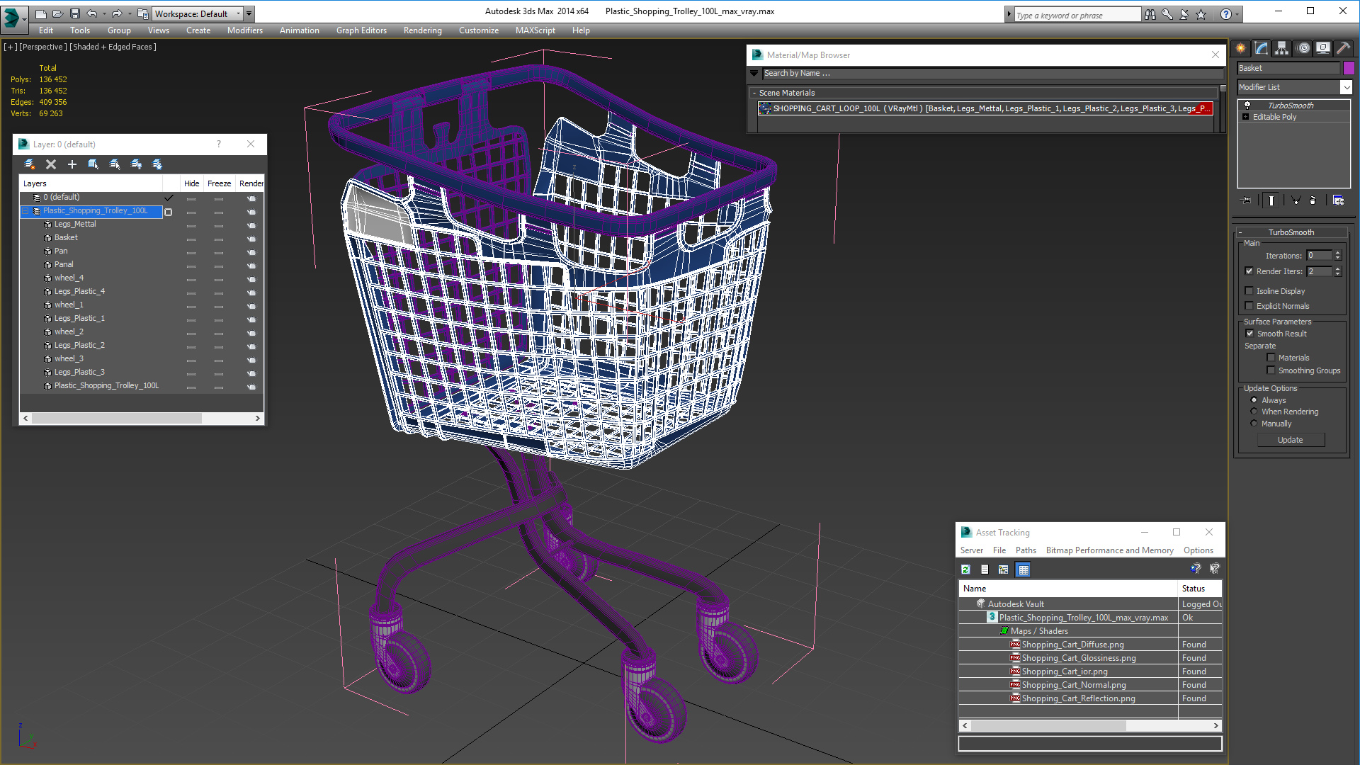 Plastic Shopping Trolley 100L 3D model