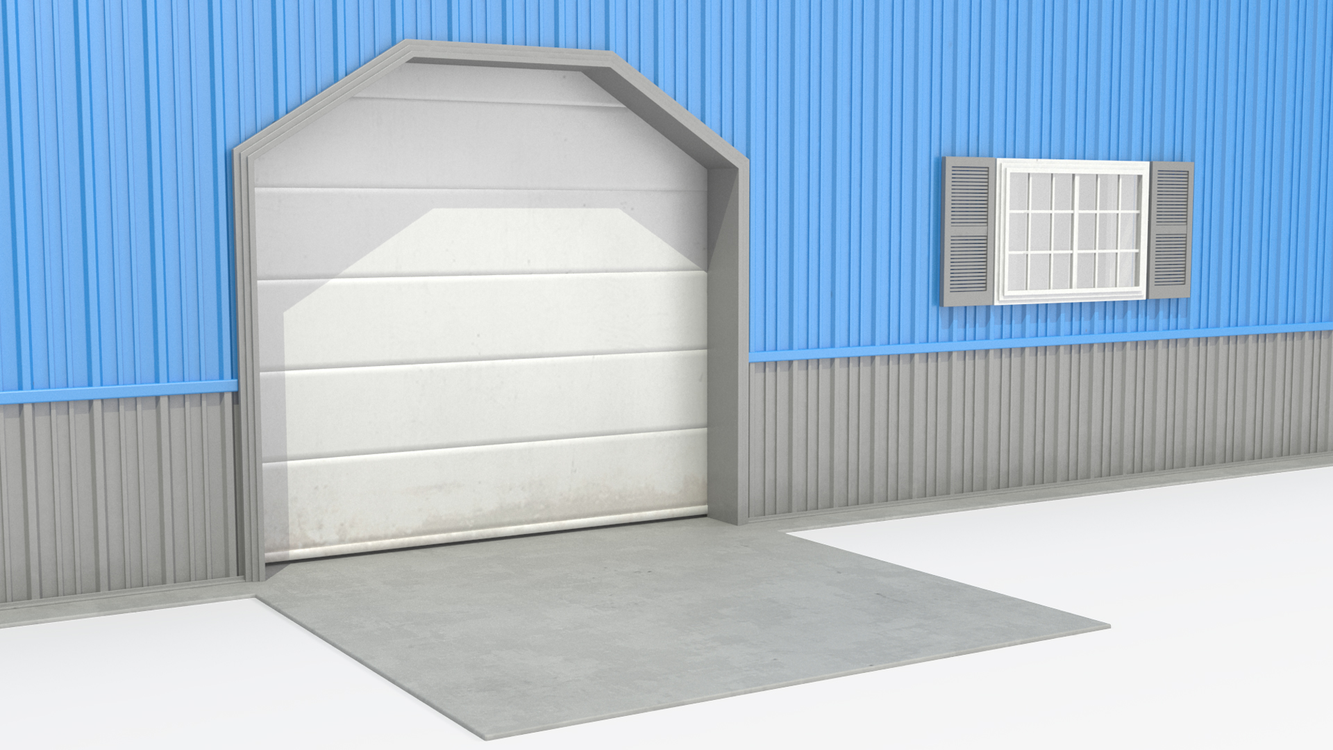 3D Personal Airplane Hangar Blue Rigged