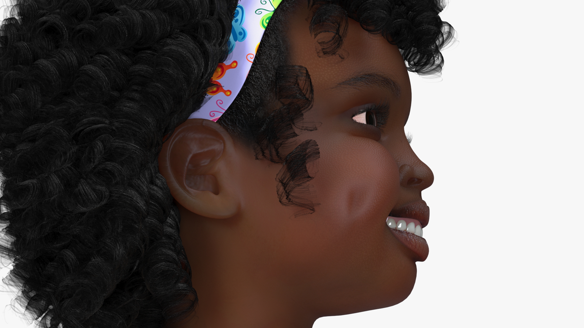 3D model Black Child Girl Home Style Sitting Pose