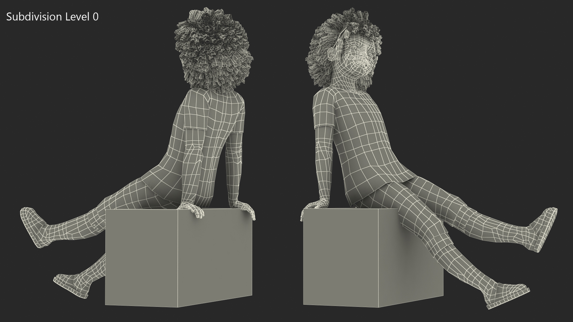 3D model Black Child Girl Home Style Sitting Pose