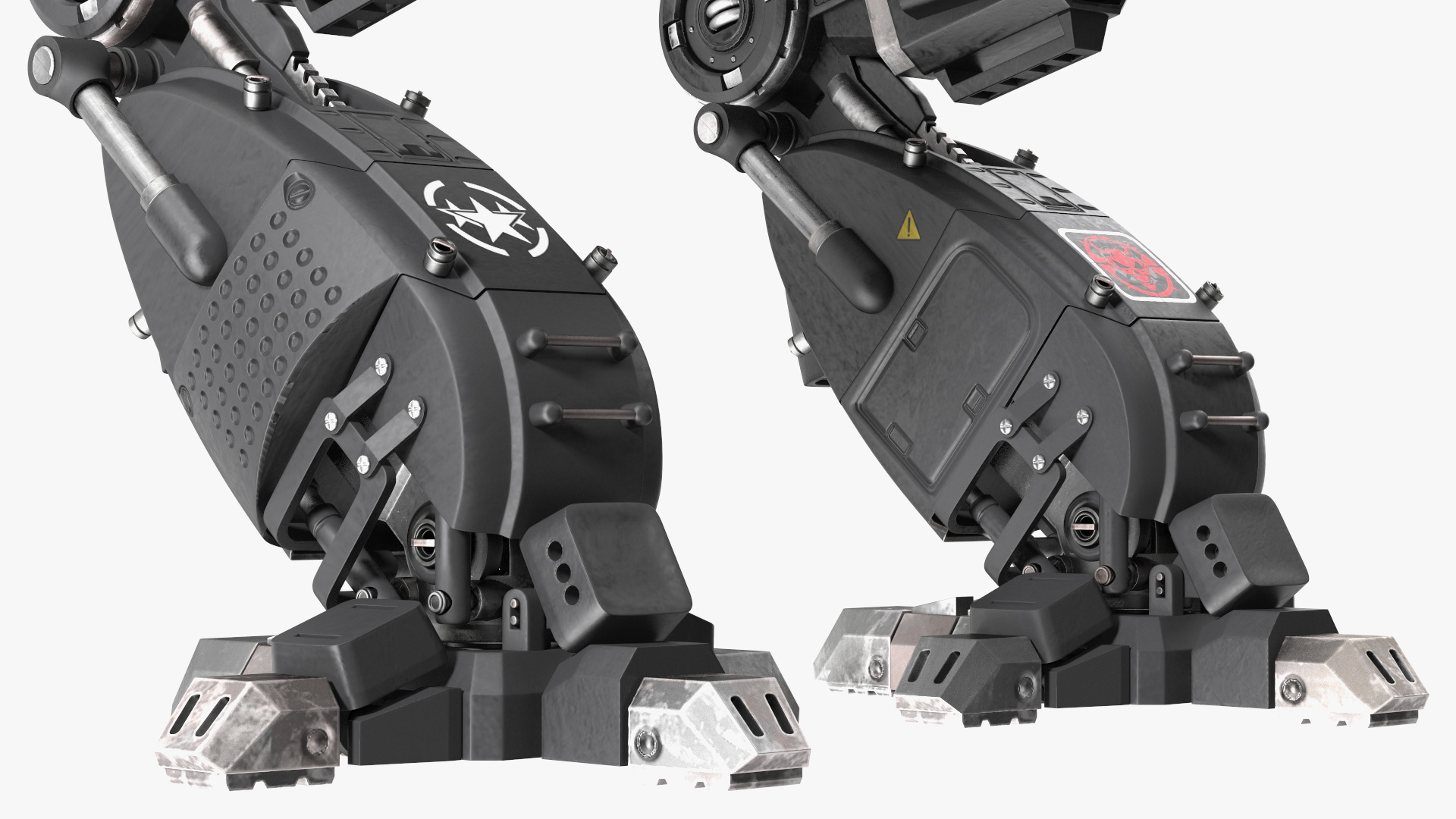 Walking Black Combat Robot Empty Rigged 3D model