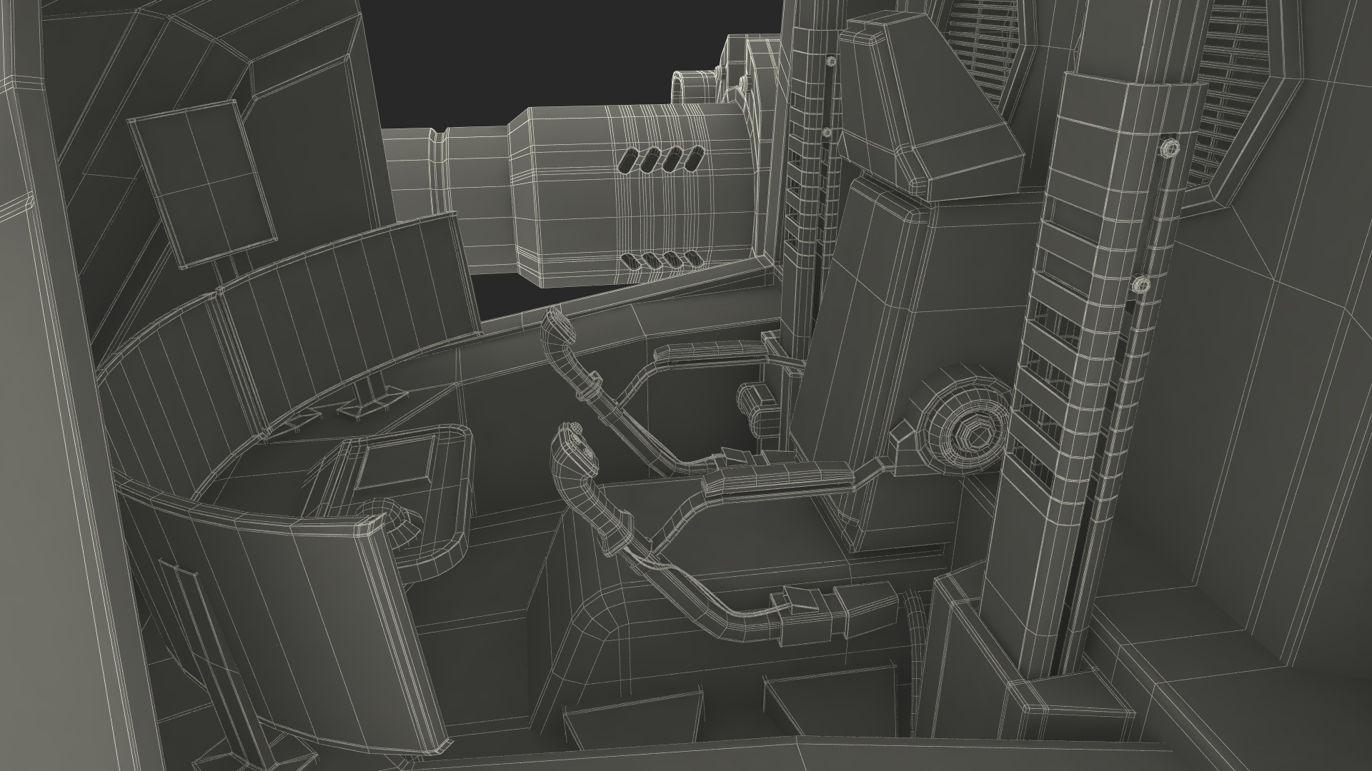 Walking Black Combat Robot Empty Rigged 3D model