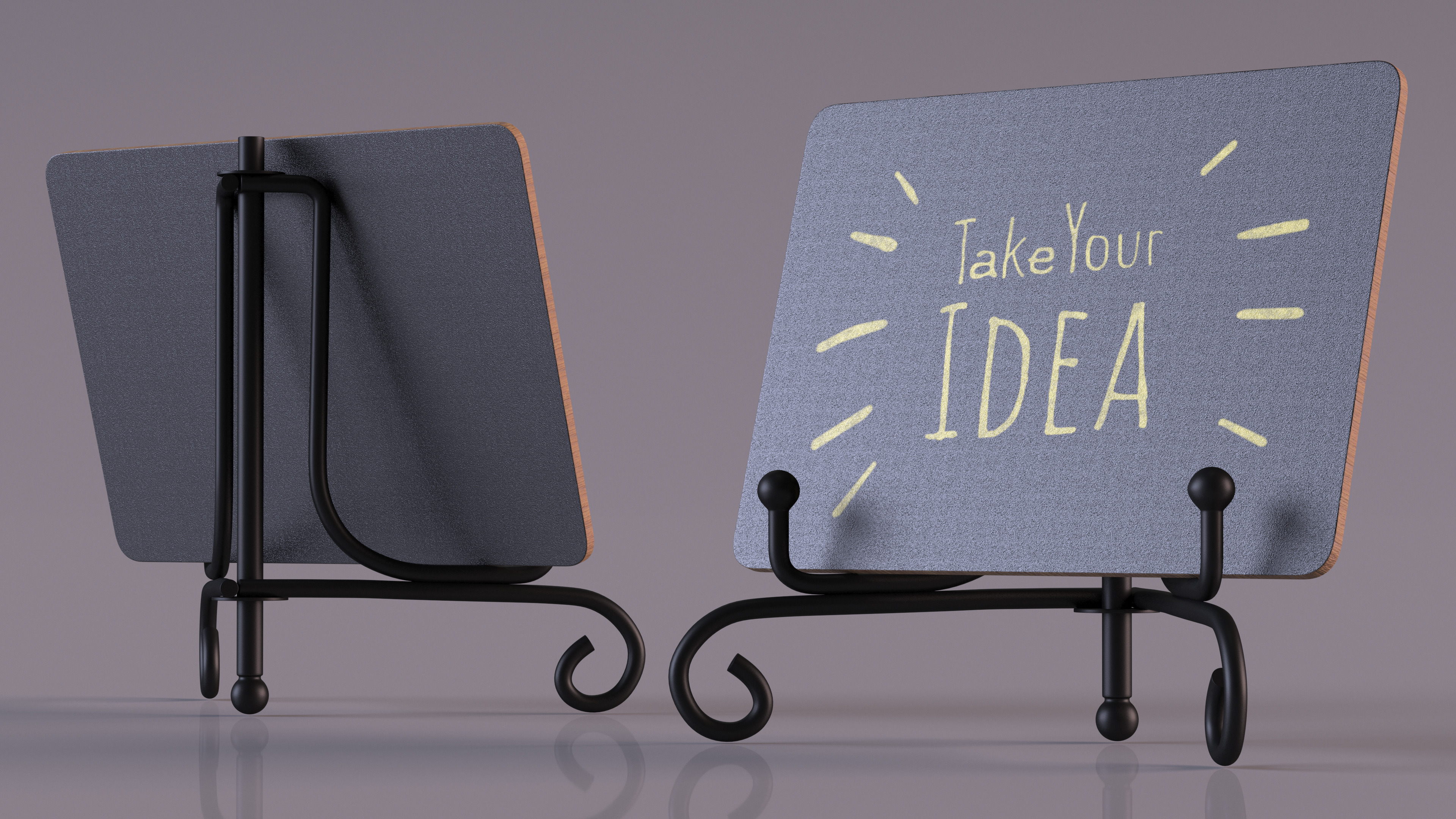 Small Wooden Chalkboard Black 3D model