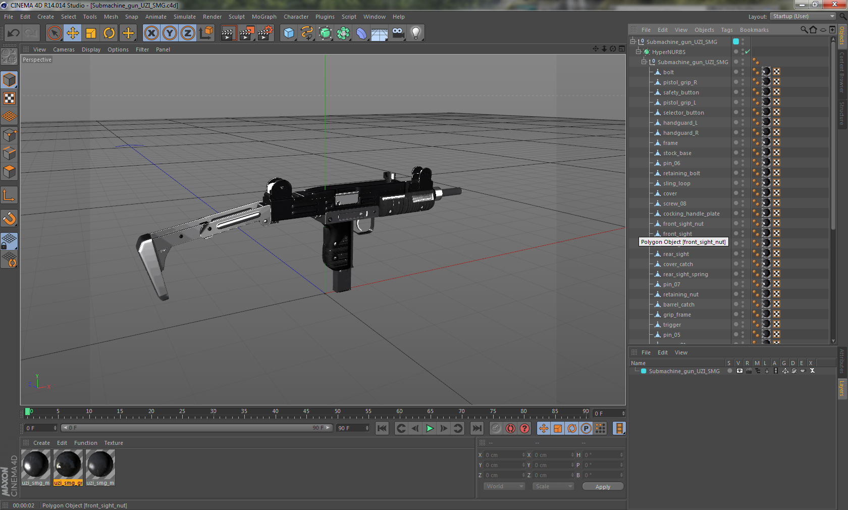 Submachine gun UZI SMG 3D