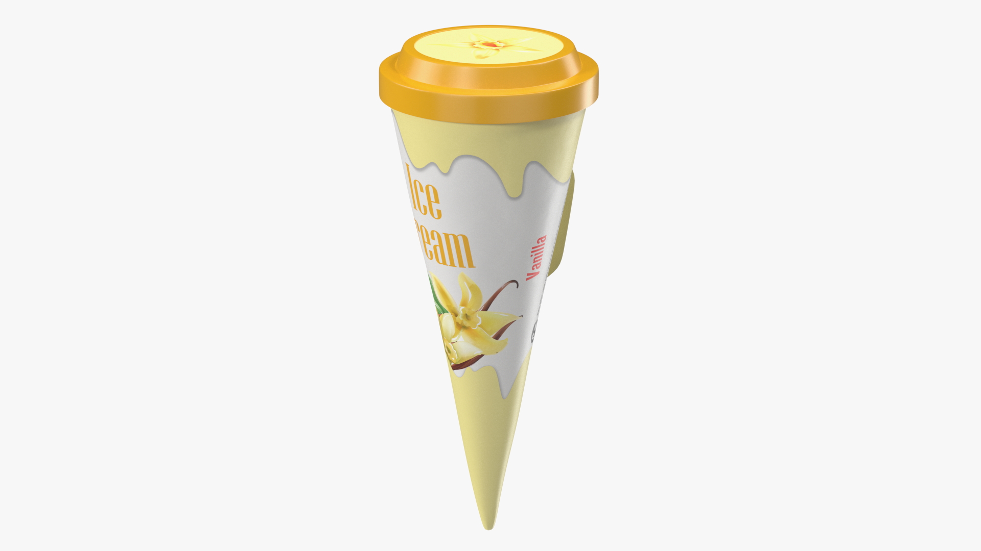 3D Cone Ice Cream with Cap Mockup Vanilla model