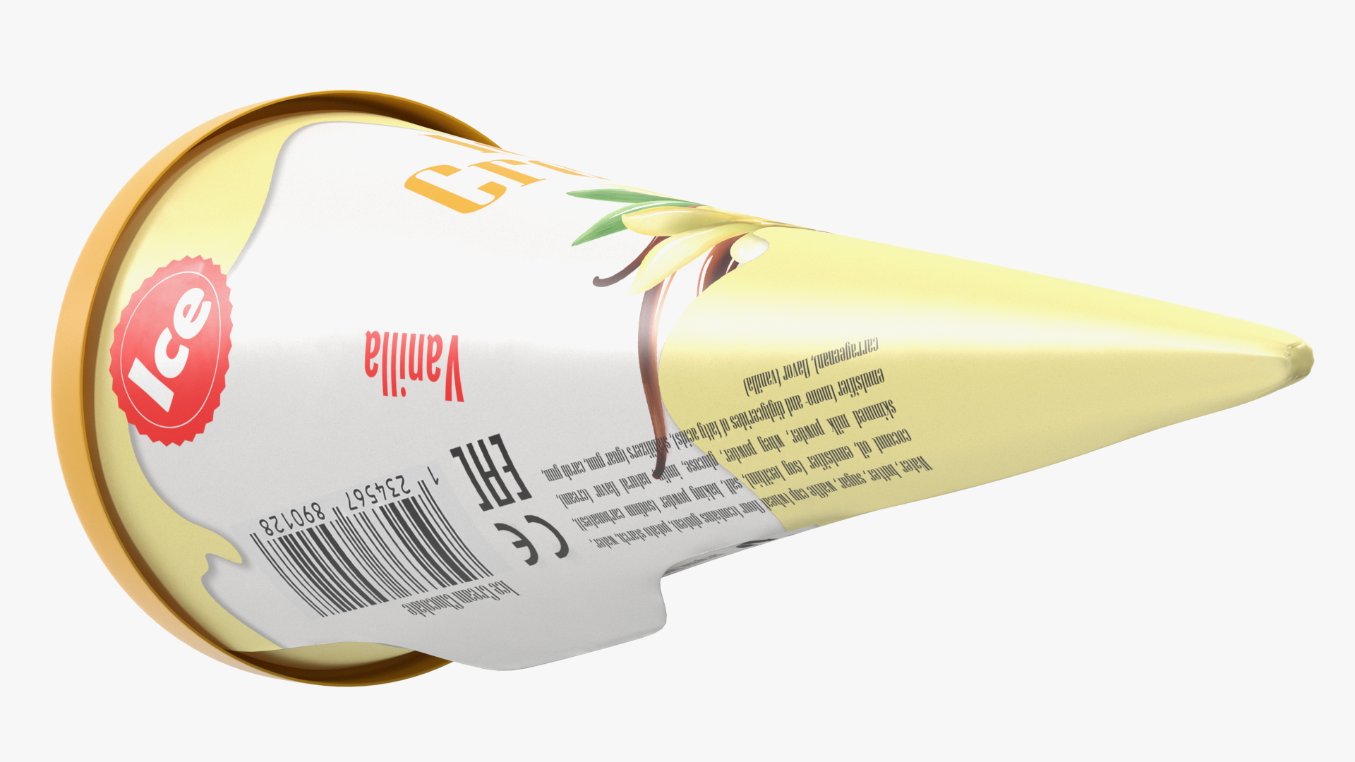 3D Cone Ice Cream with Cap Mockup Vanilla model