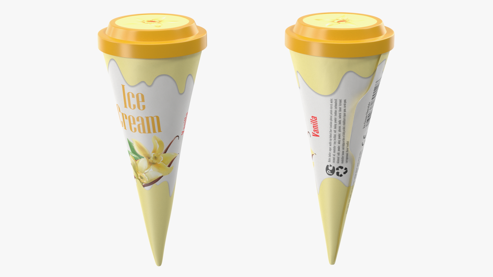 3D Cone Ice Cream with Cap Mockup Vanilla model