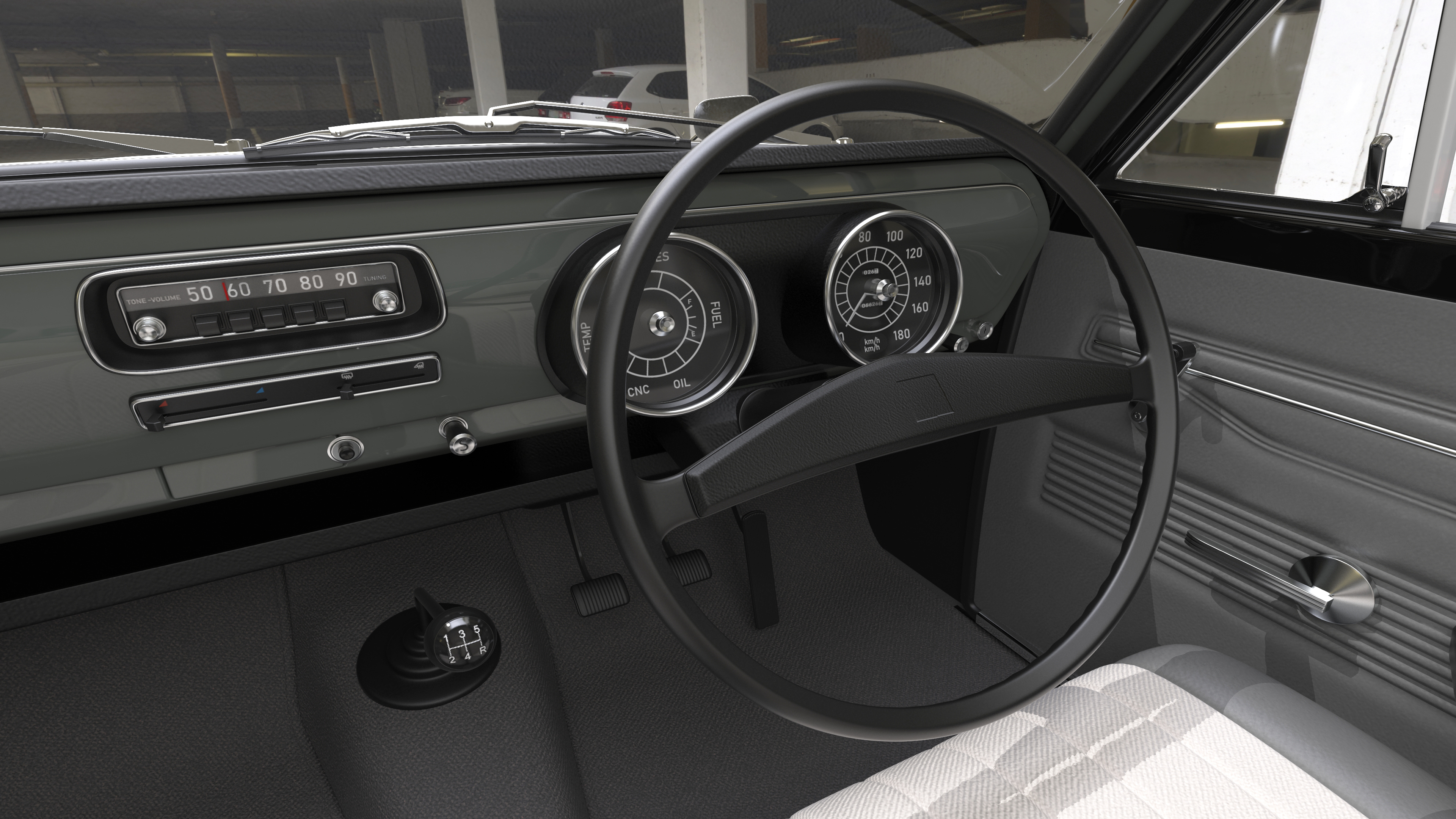 3D Japanese Classic Car Black
