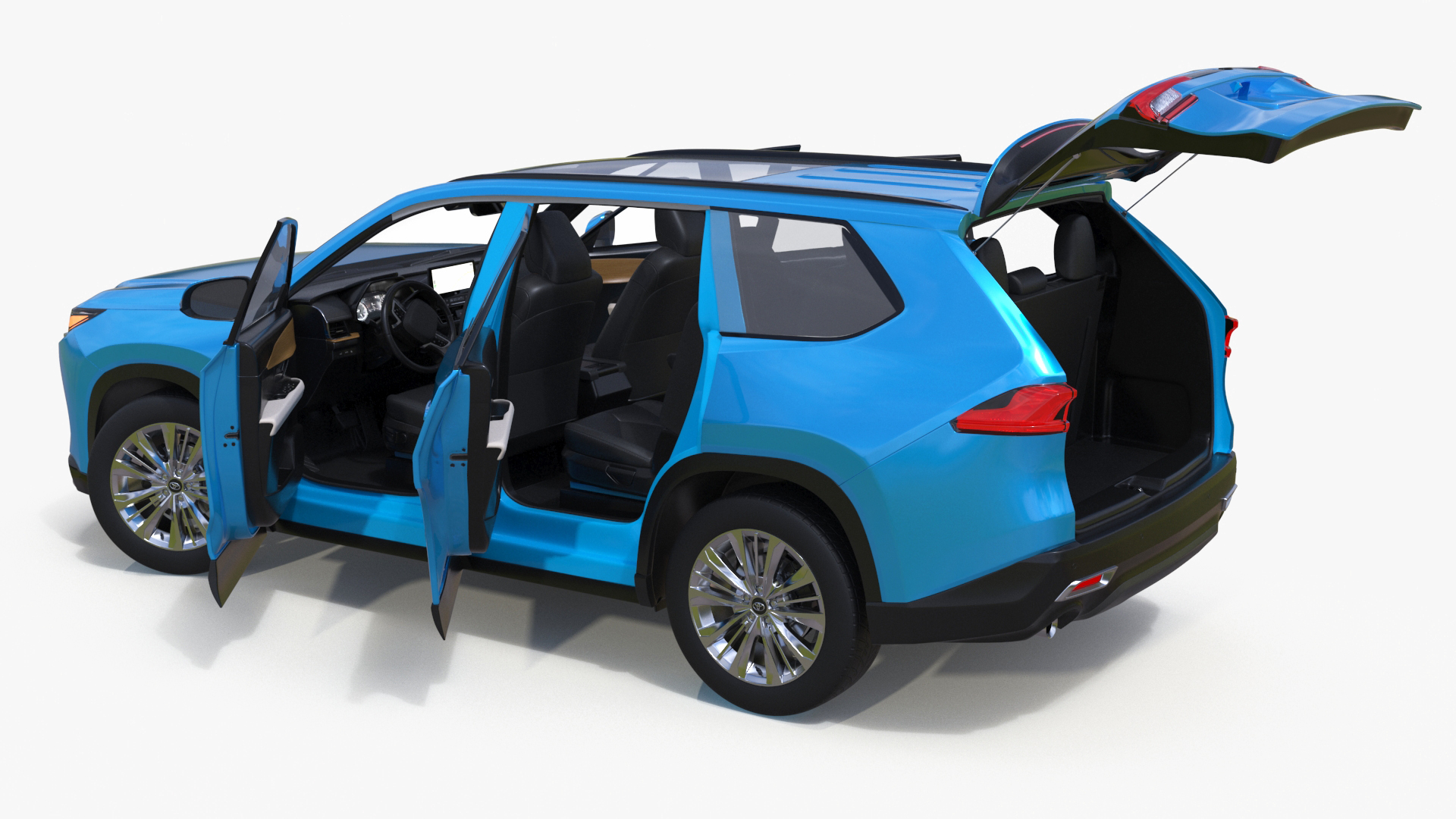 3D Modern SUV Car Blue Rigged