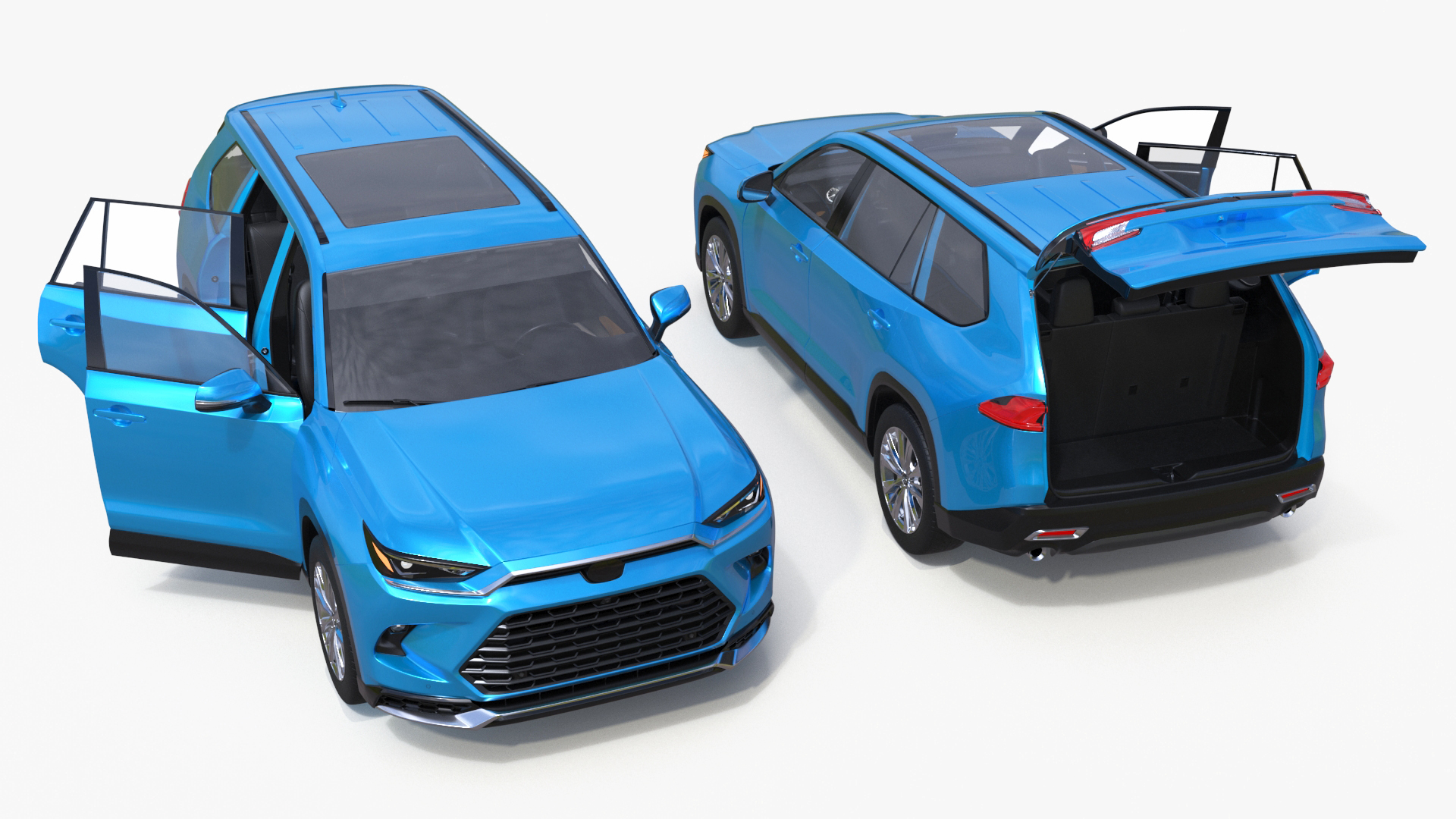 3D Modern SUV Car Blue Rigged